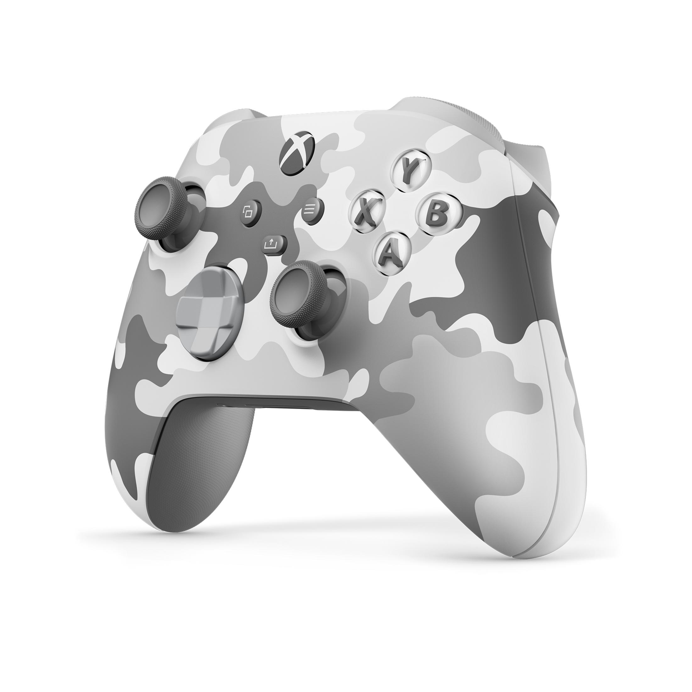 Controller Xbox mimetico bianco e grigio. Sfondo bianco.
