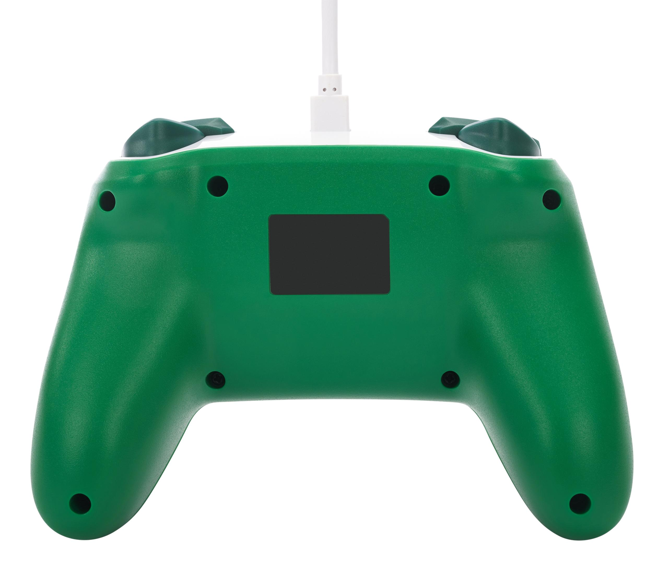 Zielony kontroler do gier, widok z tyłu.