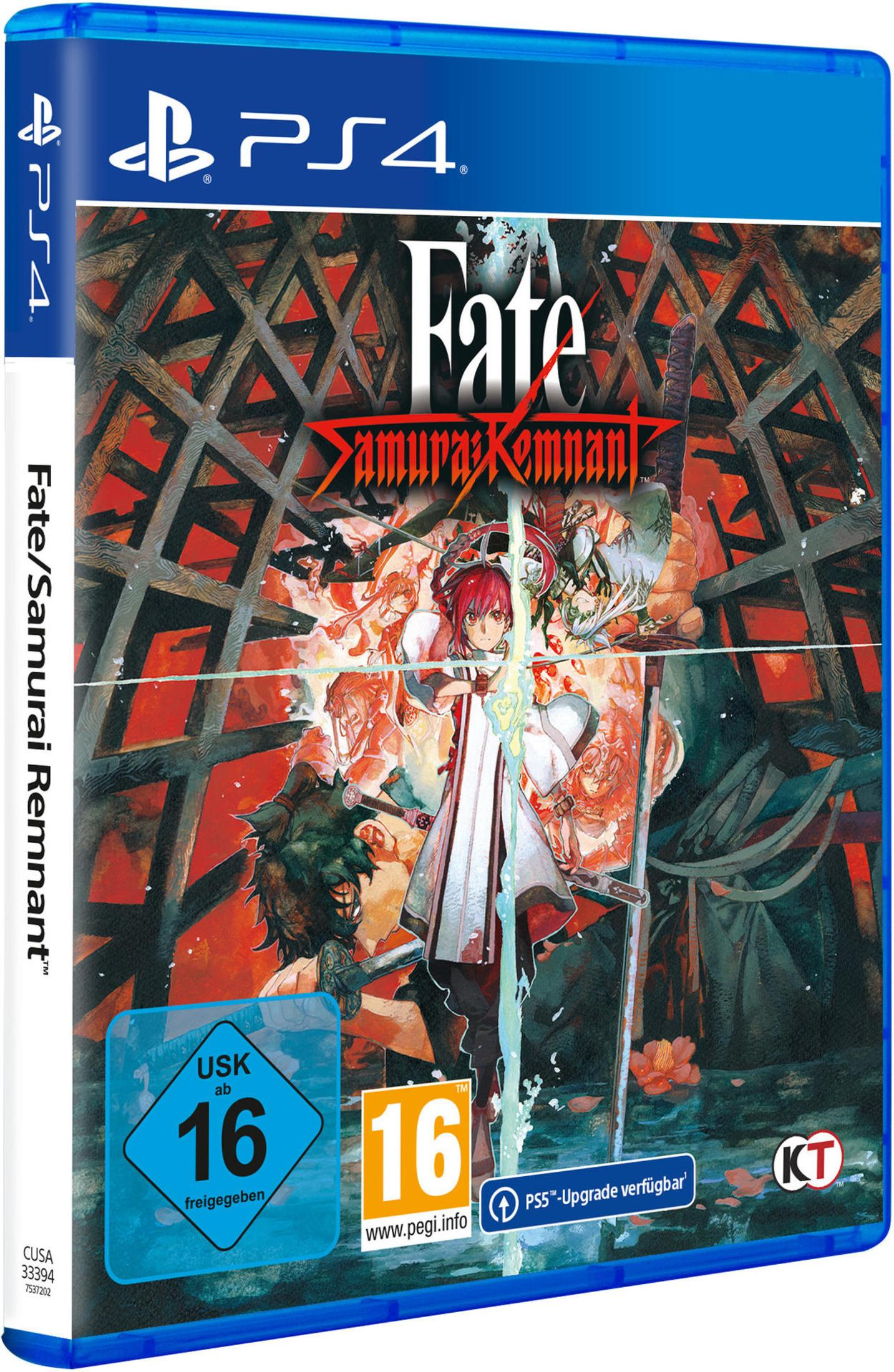 PS4-Spielbox für Fate/Samurai Remnant mit Anime-Kunst und Spieldetails.