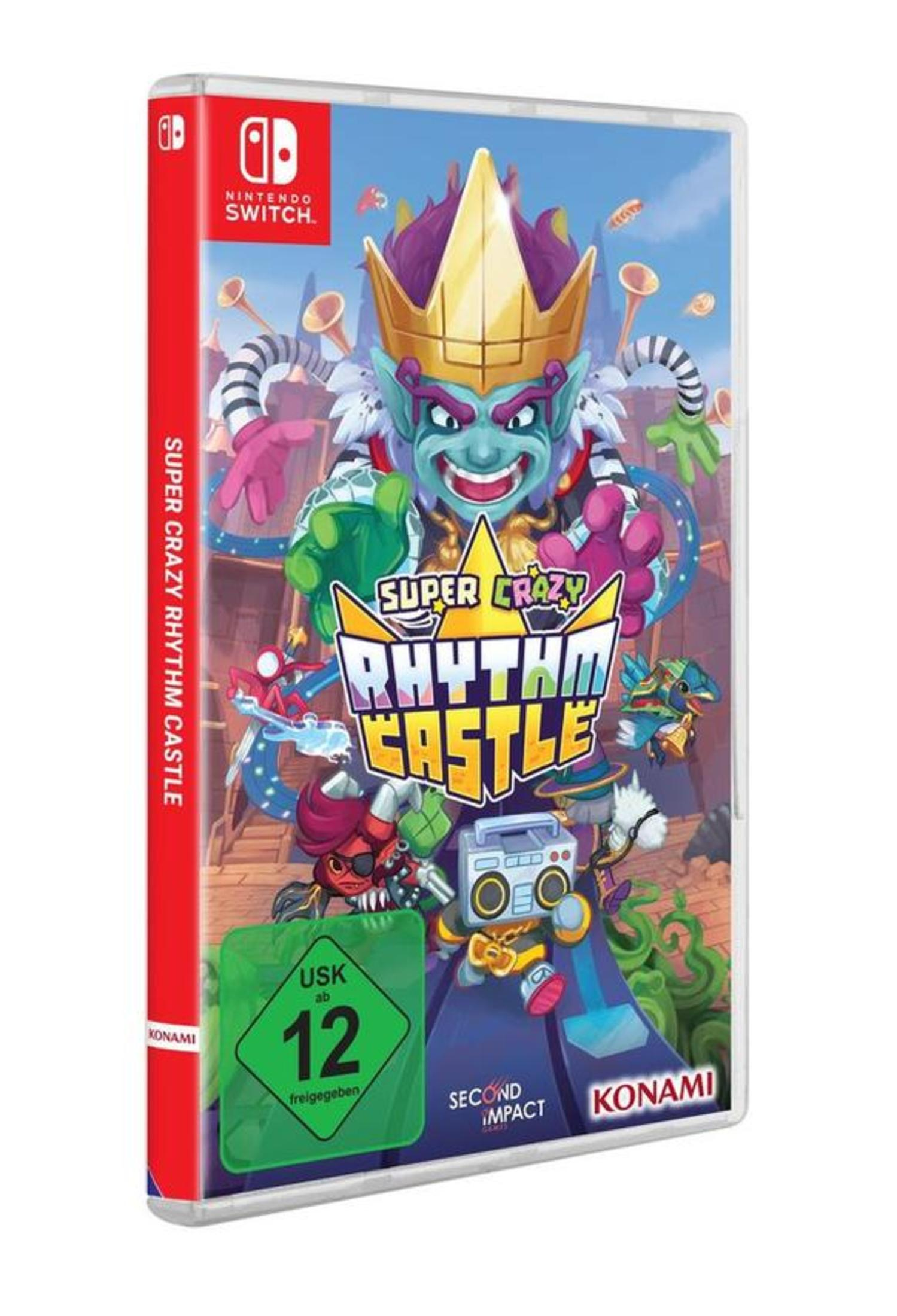 Una custodia per giochi Nintendo Switch, con grafica e testo colorati, isolata.