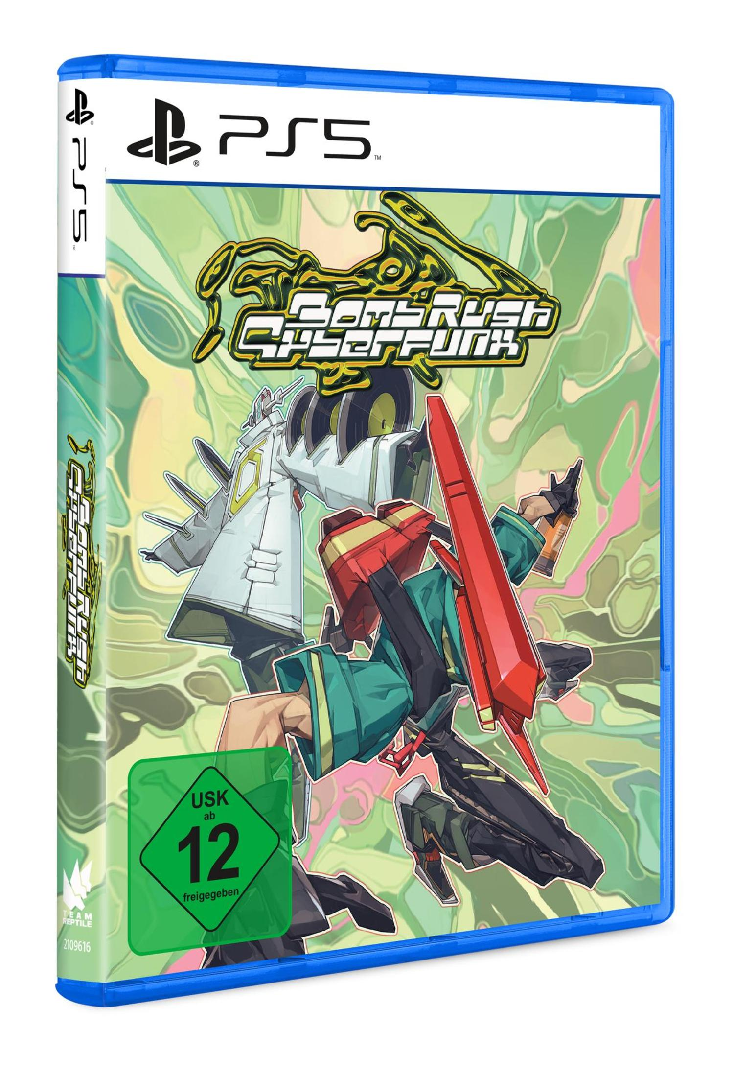 PS5-Spielbox für 'Gunsrush Cyberpunk'. Zeigt Spieletitel, Bewertung und Cover-Art mit Charakter.