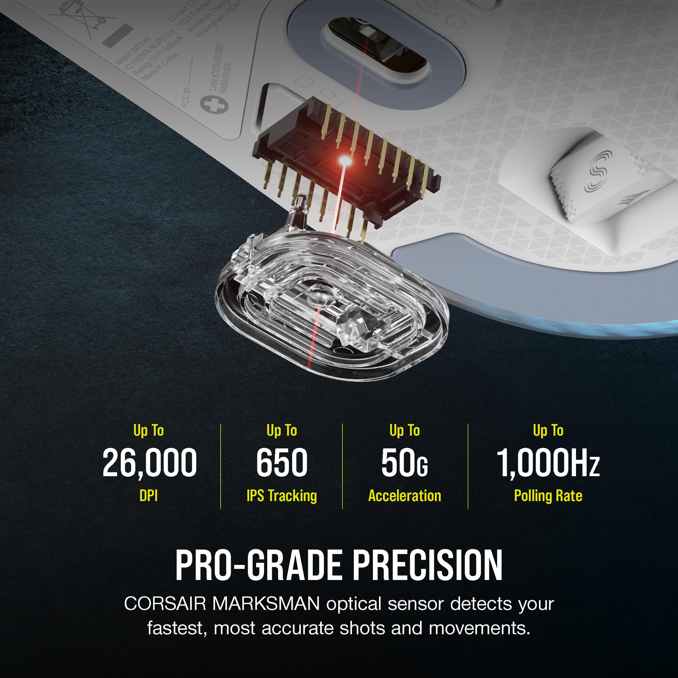Mysz z specyfikacjami: 26 000 DPI, 650 IPS, 50g przyspieszenia i 1 000Hz częstotliwości odpytywania. Precyzja.