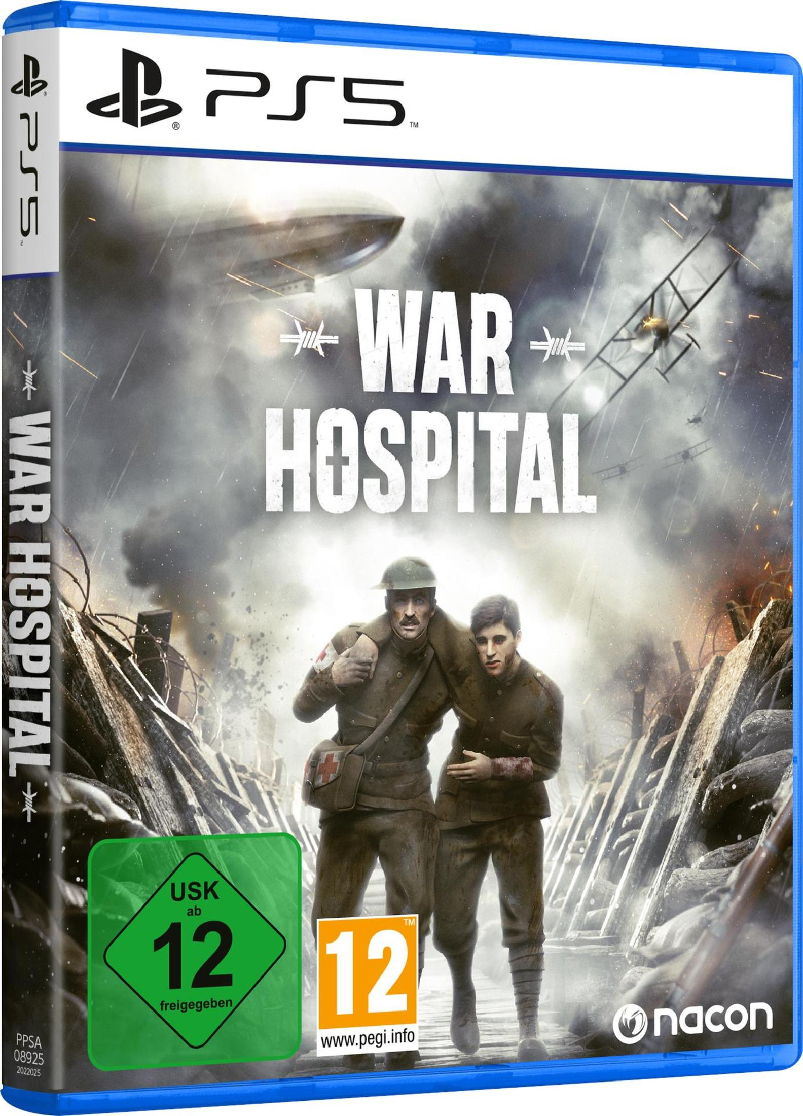 PS5-Spielhülle für 'War Hospital', zeigt zwei Soldaten in einer Kriegsszene.