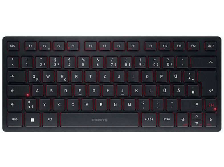 CHERRY STREAM KEYBOARD WIRELESS, Draadloos Toetsenbord, EU Indeling (QWERTY), Verbinding via 2,4 GHz, Stille Toetsen, Plat Ontwerp, Batterijgevoed, Zwart