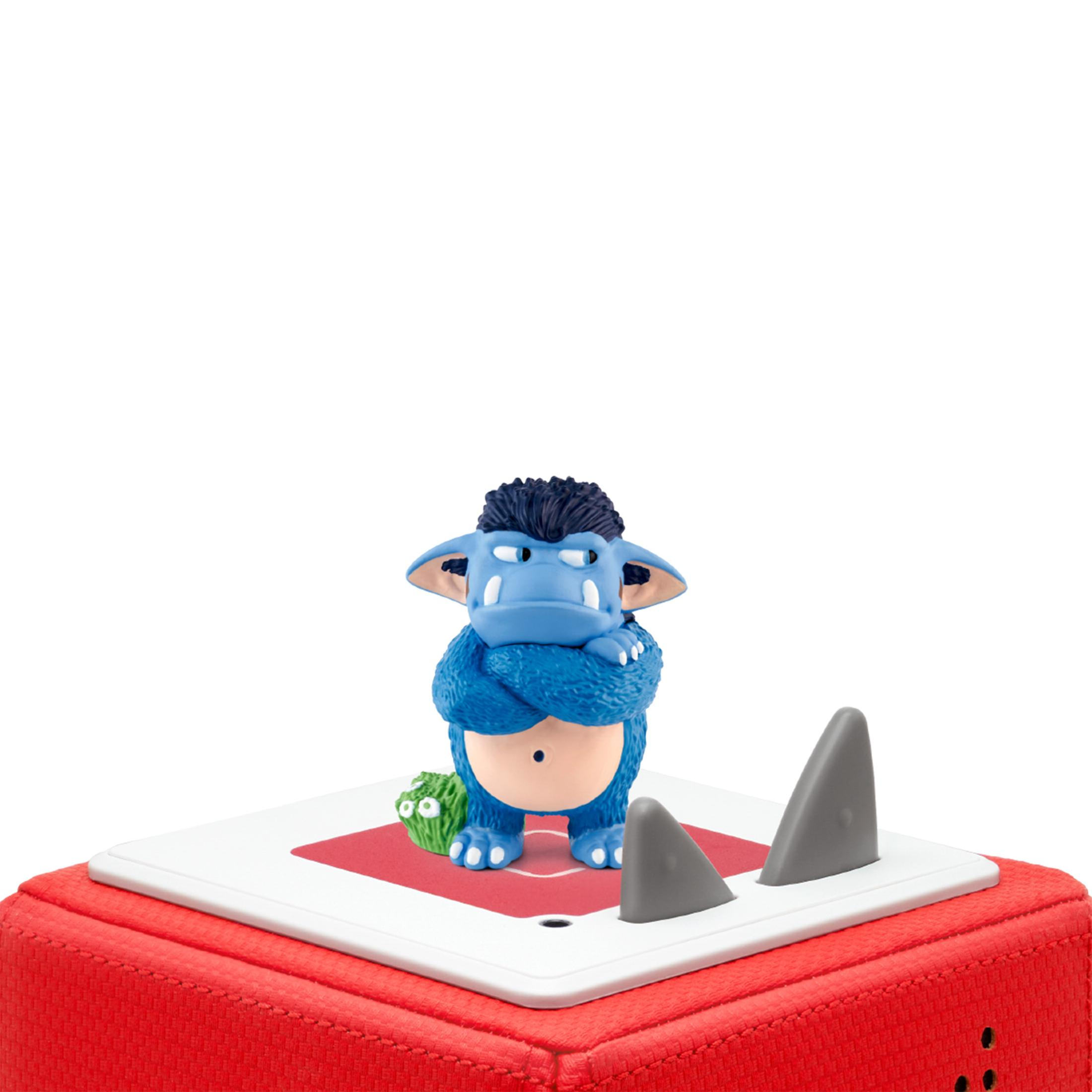 Blaues Cartoon-Monster mit verschränkten Armen. Ein kleines grünes Monster ist daneben. Weißer Hintergrund.