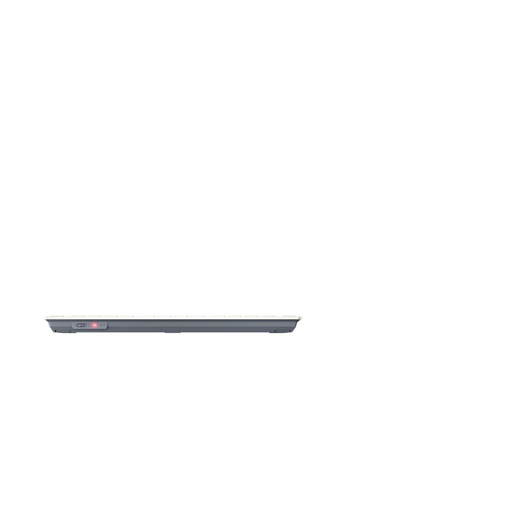 A laptop from below, showing the bottom side with a few ports, on a white background.