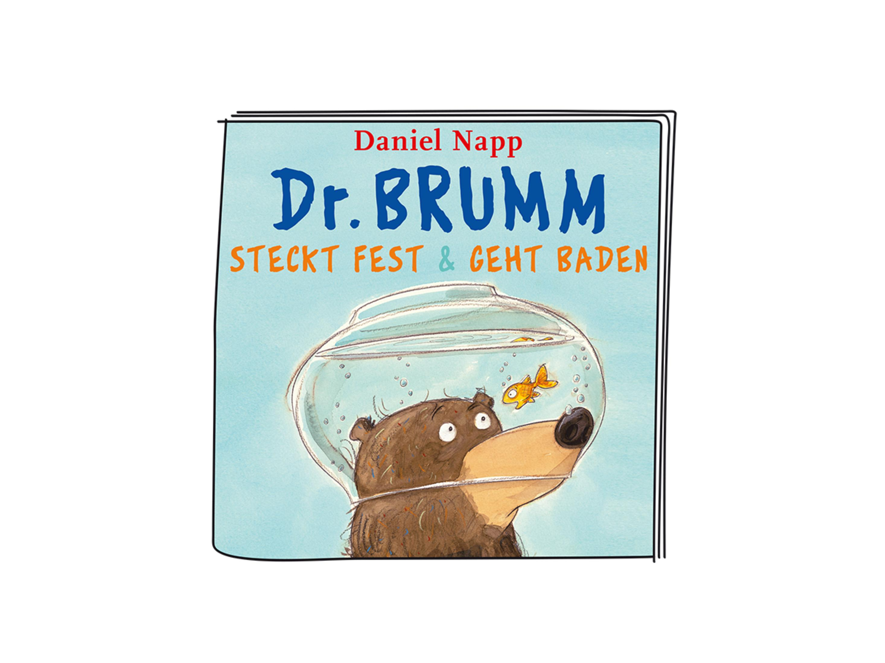 Buchcover mit einem Bären in einem Fischglas, Titel: Dr. Brumm.