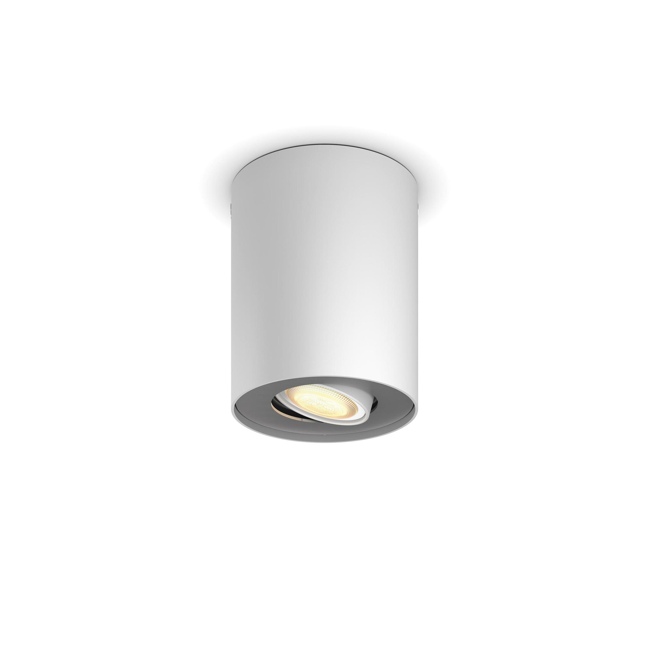 Luminaire de plafond cylindrique blanc avec source de lumière. Isolé sur blanc.