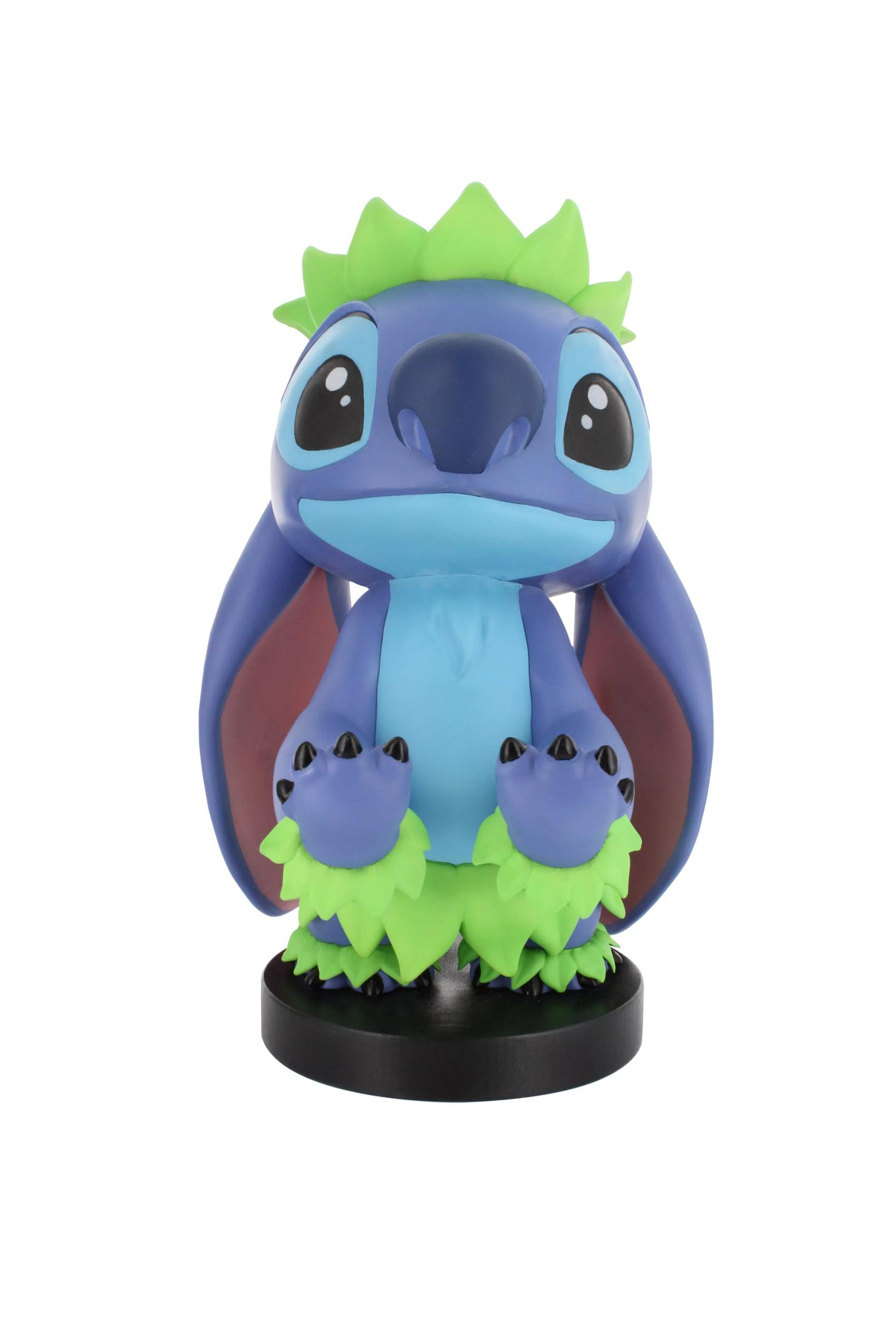 Figurka Stitch, Disney. Niebieski Stitch z zielonymi włosami i stopami, czarna podstawa.