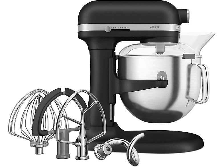 KITCHENAID 5KSM70SHXEBK 6,6 L ARTISAN GUSSEISEN SCHWARZ Küchenmaschine Gusseisen Schwarz (Rührschüsselkapazität: 6,6 l, 375 Watt)