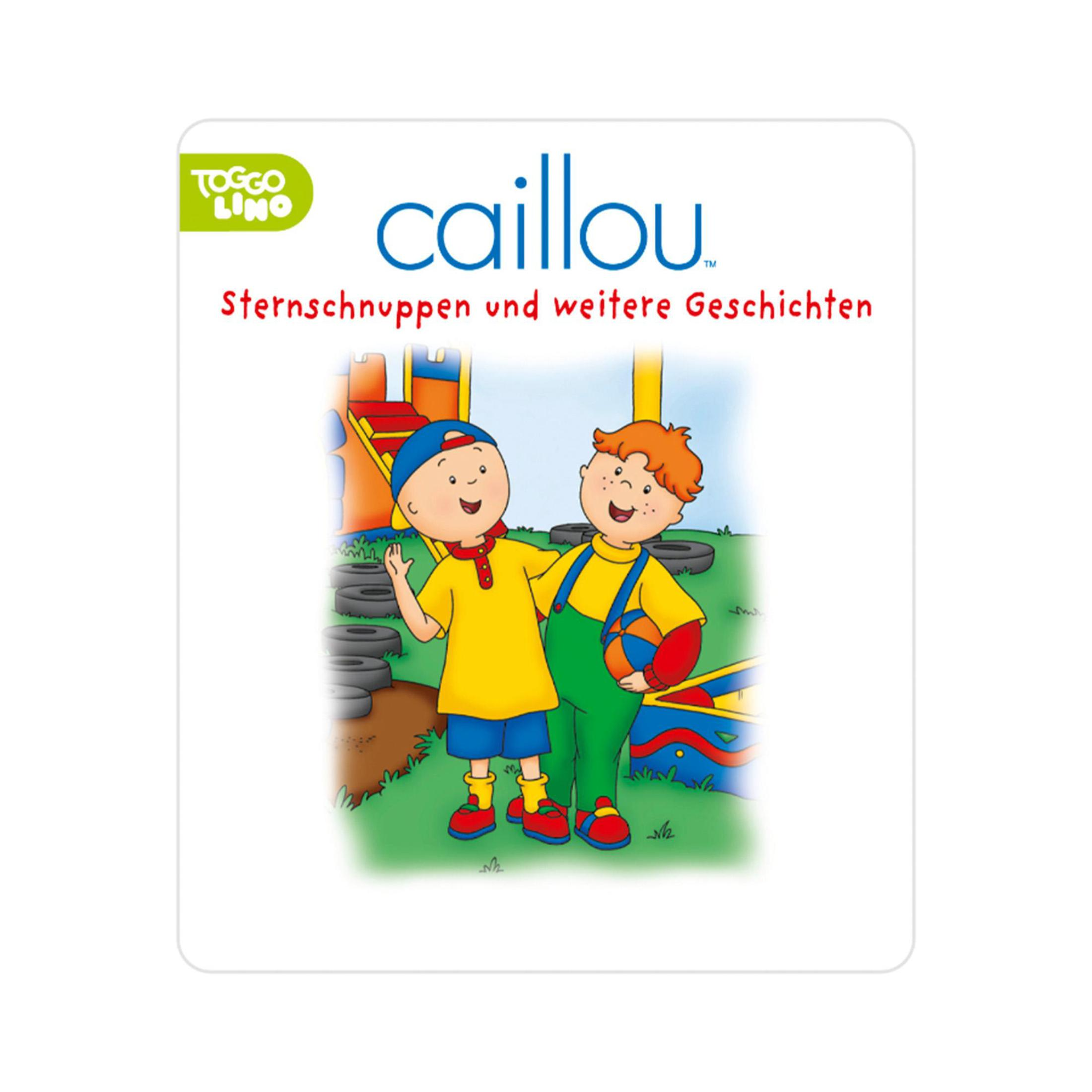Ein Buchcover mit zwei Zeichentrickfiguren aus der Caillou-Serie. Titel: Sternschnuppen und weitere Geschichten.