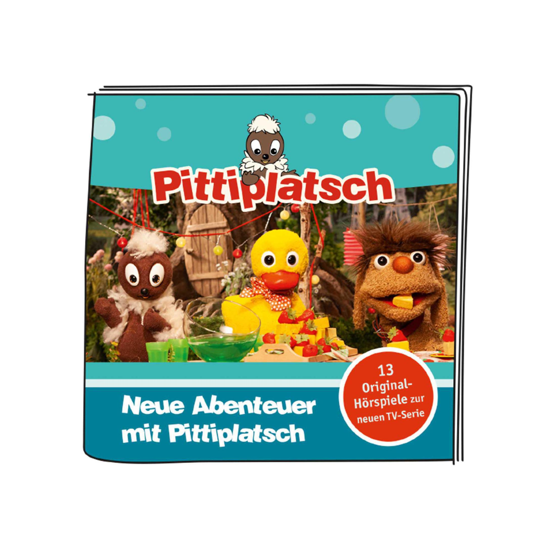 Box-Art des Zeichentrickfilms 'Pittiplatsch' mit Figuren. Text: Neue Abenteuer mit Pittiplatsch.