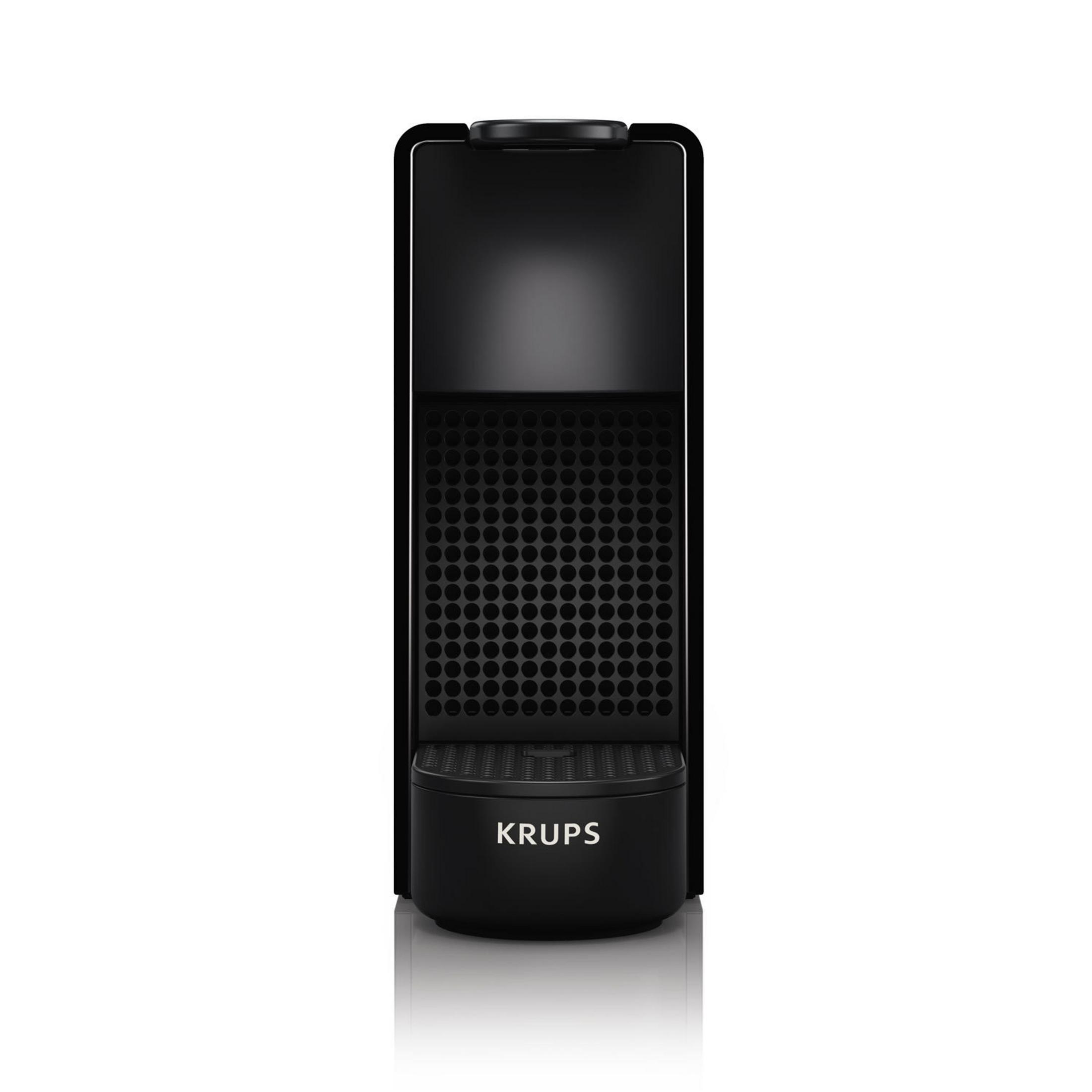 Eine schwarze Krups Kaffeemaschine.