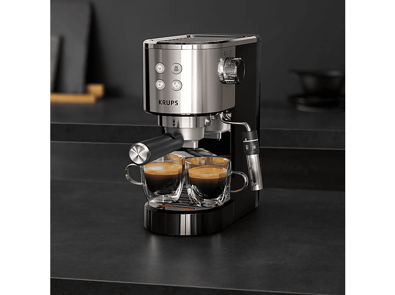 KRUPS XP 444 C VIRTUOSO+ Espresso-Siebträgermaschine Edelstahl/Schwarz