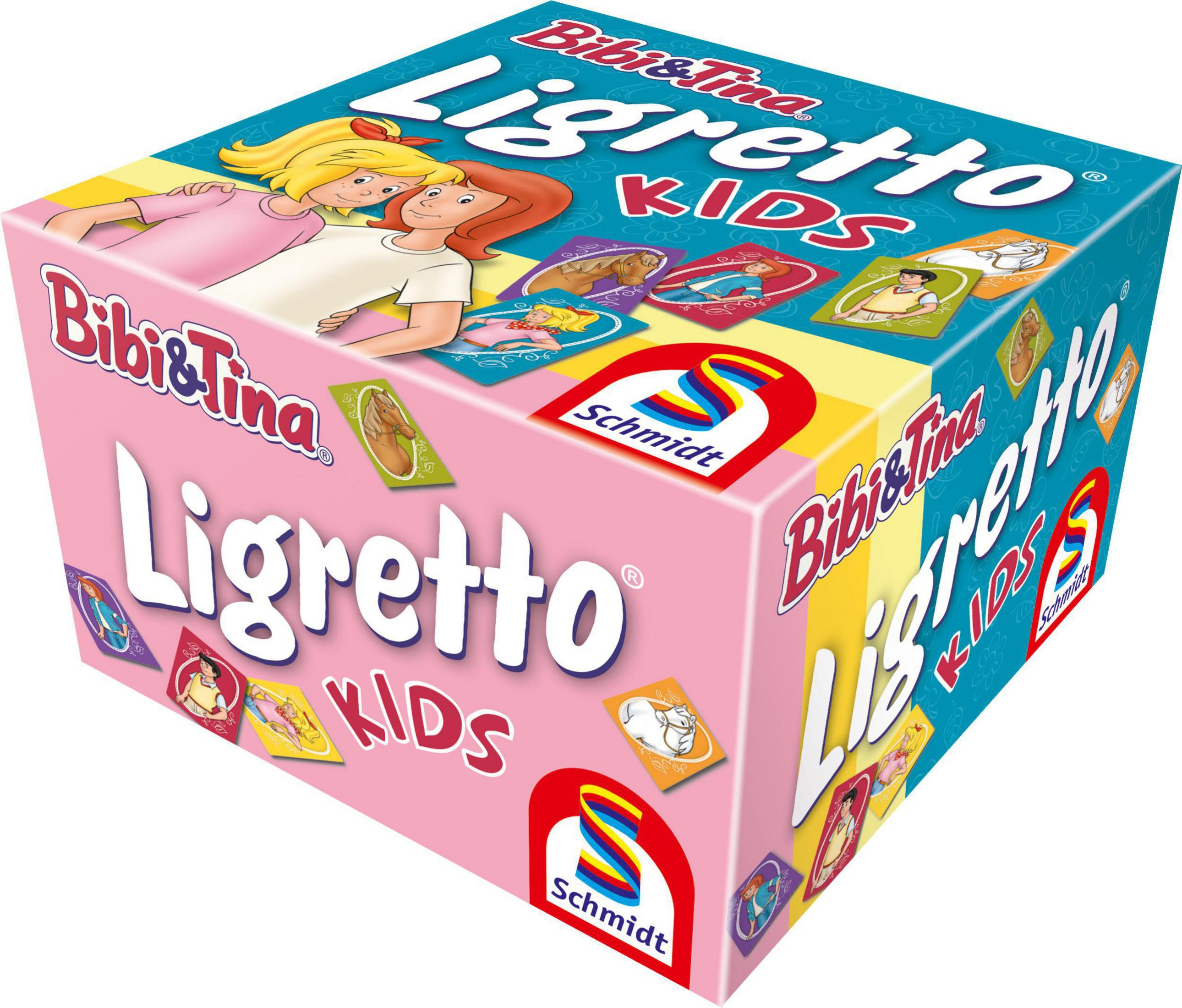 Bibi & Tina Ligretto Kids Box, zwei Mädchen und Kartenbilder.
