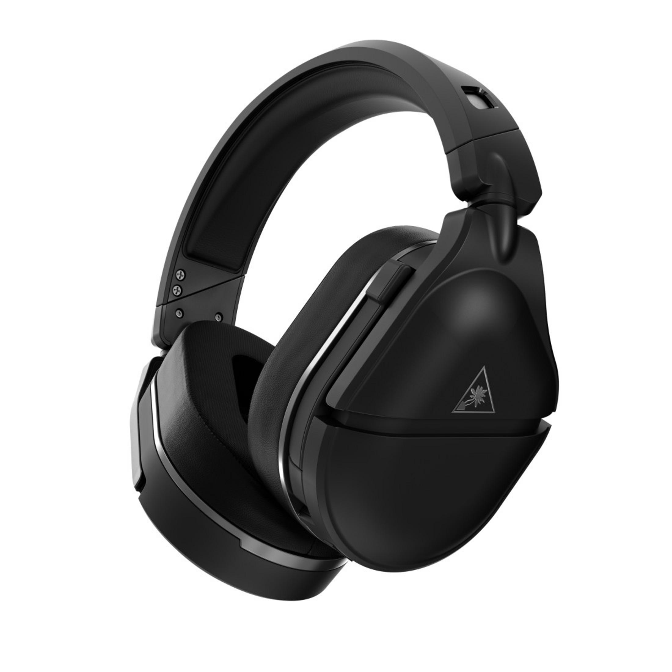 Schwarzes Headset auf weißem Hintergrund. Ohrmuscheln und Kopfband sichtbar.