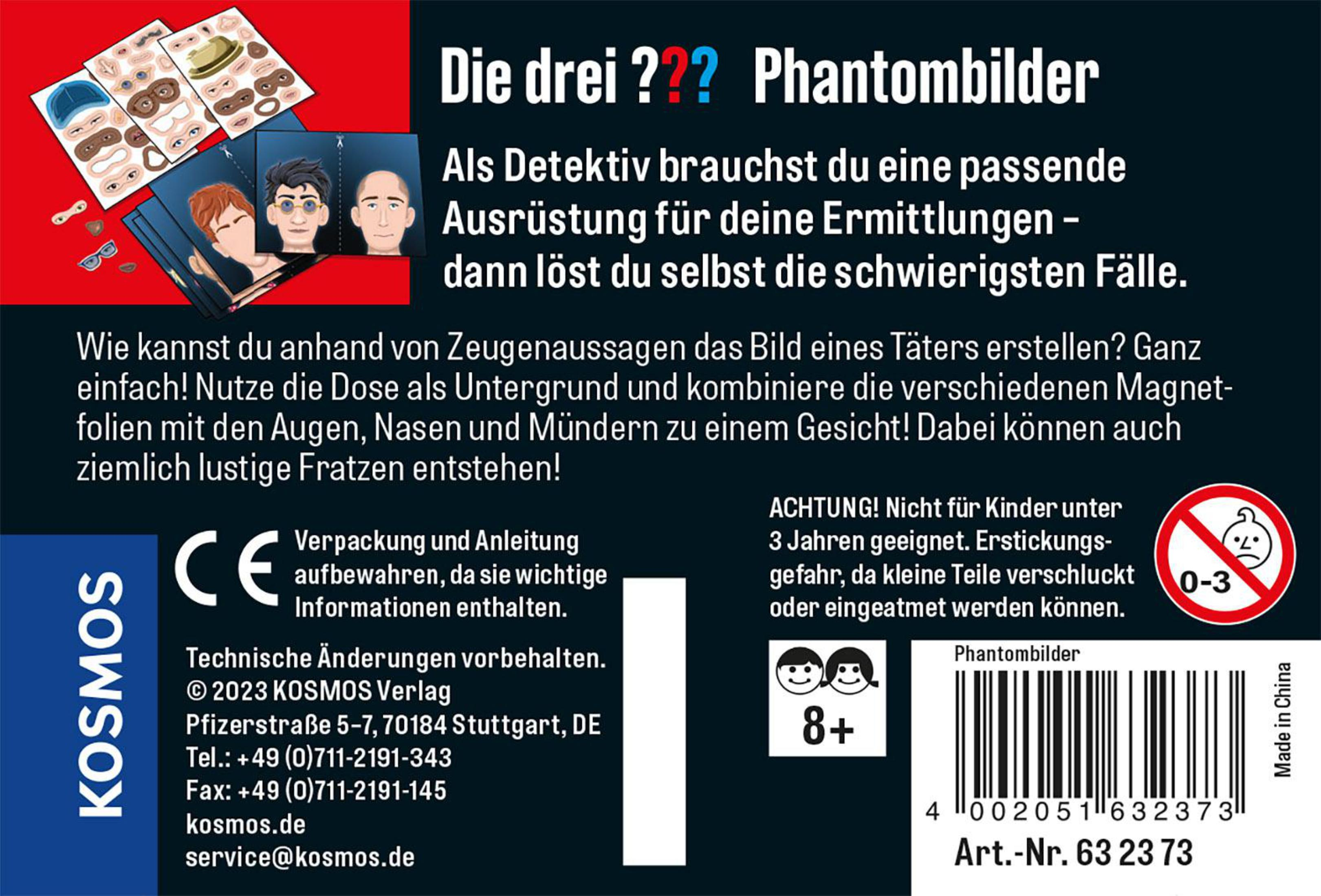 Schachtel eines deutschen Spiels mit Text, Gesichtern und Warnhinweisen. Ein Mann hält die Schachtel.