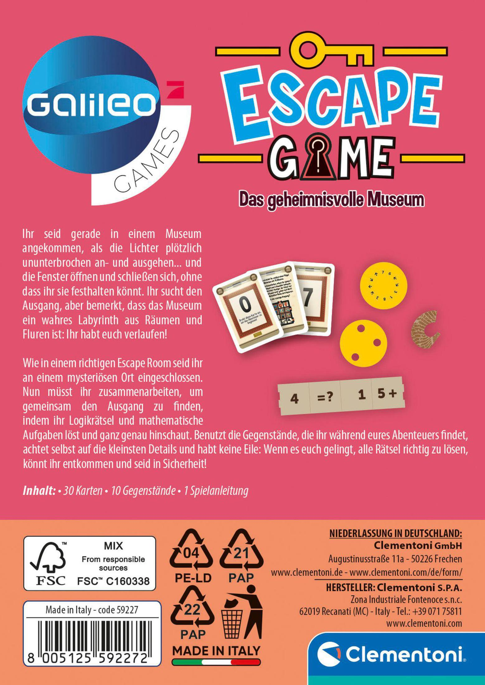 Dos d'une boîte de jeu de société. Texte et images de cartes et de pièces de jeu.