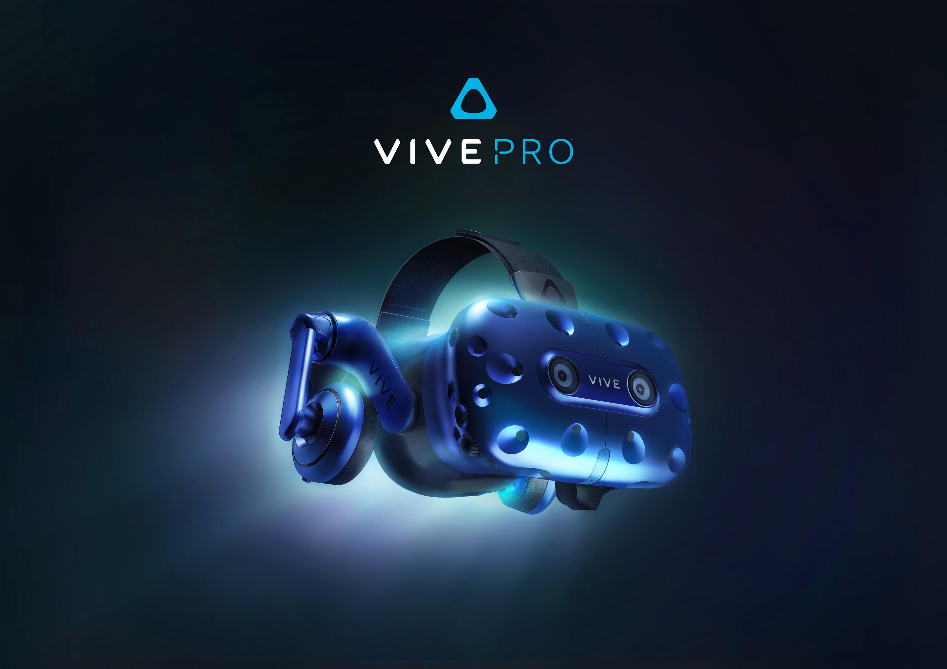 Ein Virtual-Reality-Headset mit blau leuchtenden Lichtern vor dunklem Hintergrund.