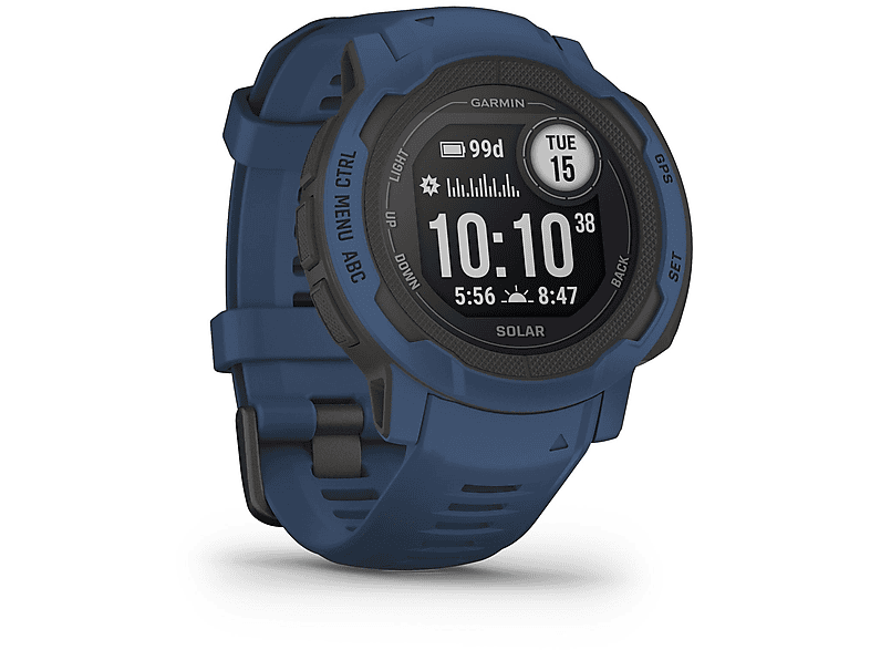 GARMIN INSTINCT 2 SOLAR TIDAL BLUE Smartwatch Polymer Silikon, 135-230 mm, Dunkelblau