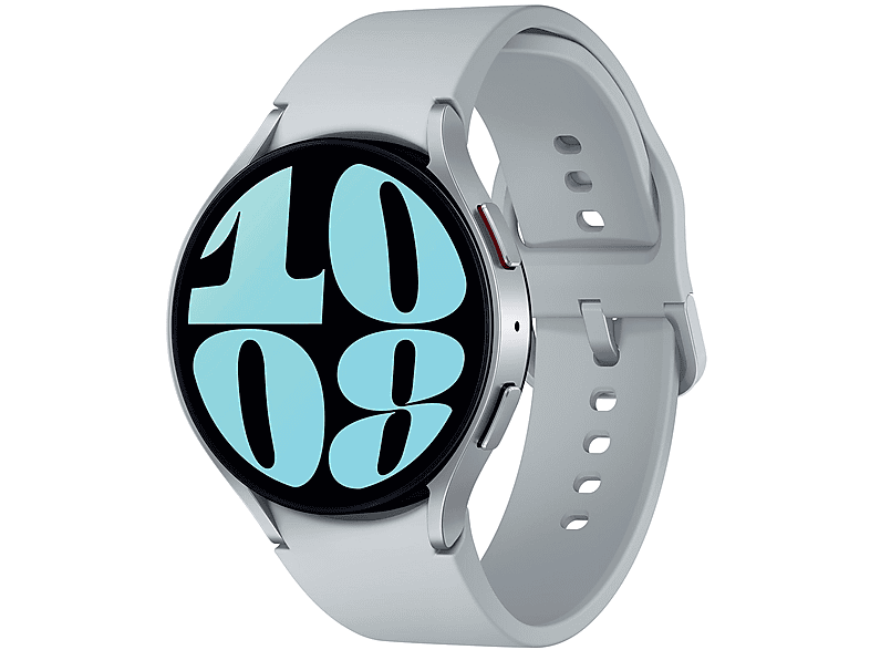 SAMSUNG GALAXY WATCH 6 44MM SILVER Smartwatch Aluminium Fluorkautschuk, M/L, Silver