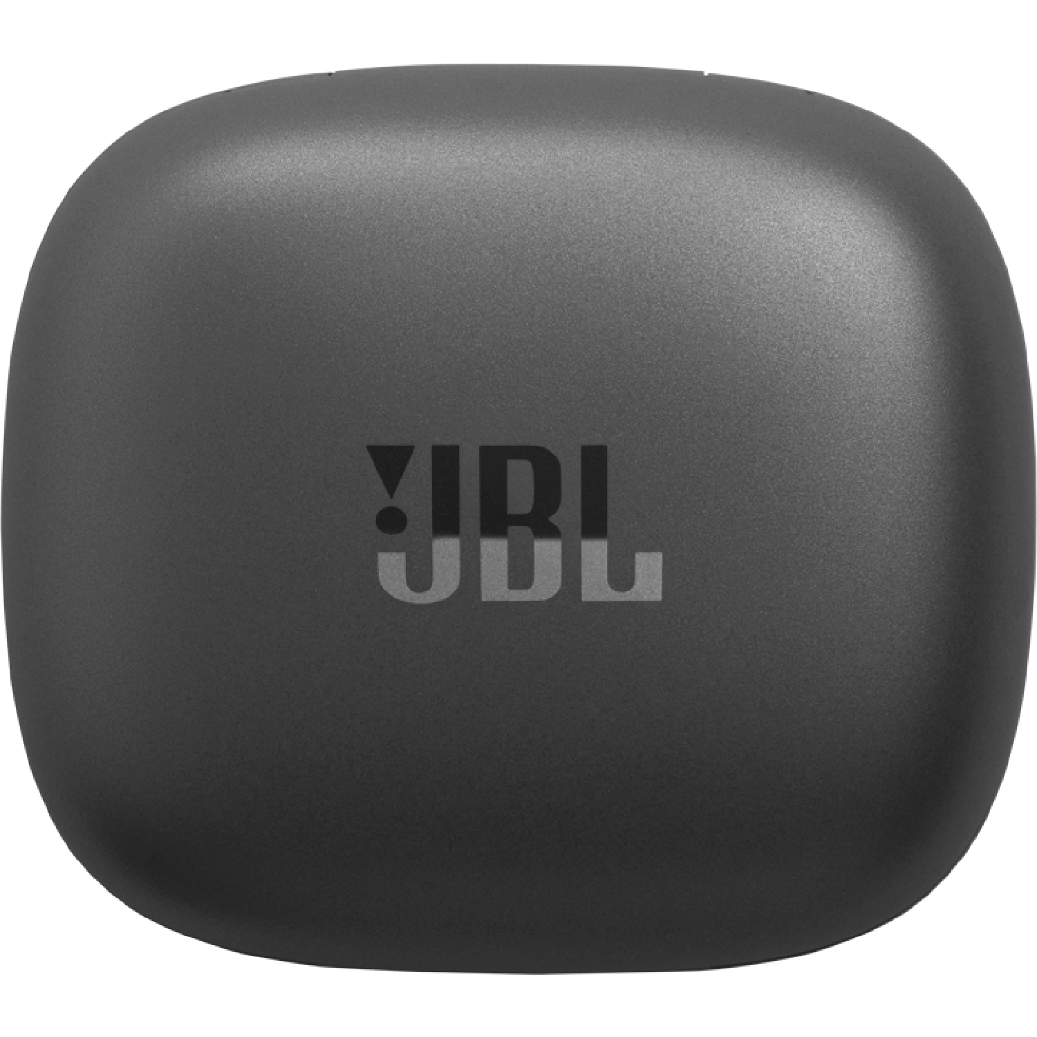 Dunkelgraues JBL-Kopfhörer-Etui. Das Etui ist geschlossen, mit dem JBL-Logo in der Mitte.