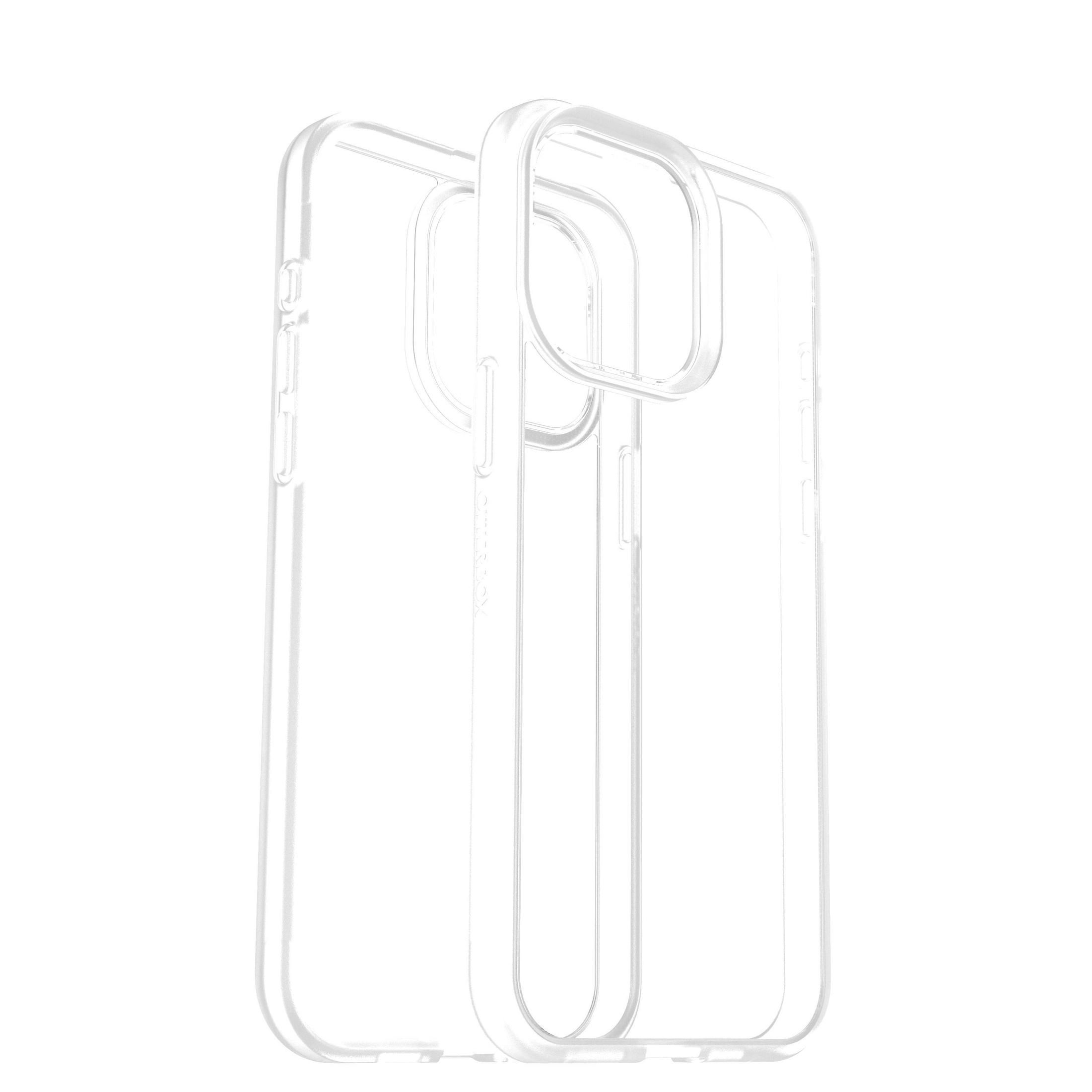 Twee transparante beschermhoezen voor iPhone. Eén in de ander, het ontwerp tonend.