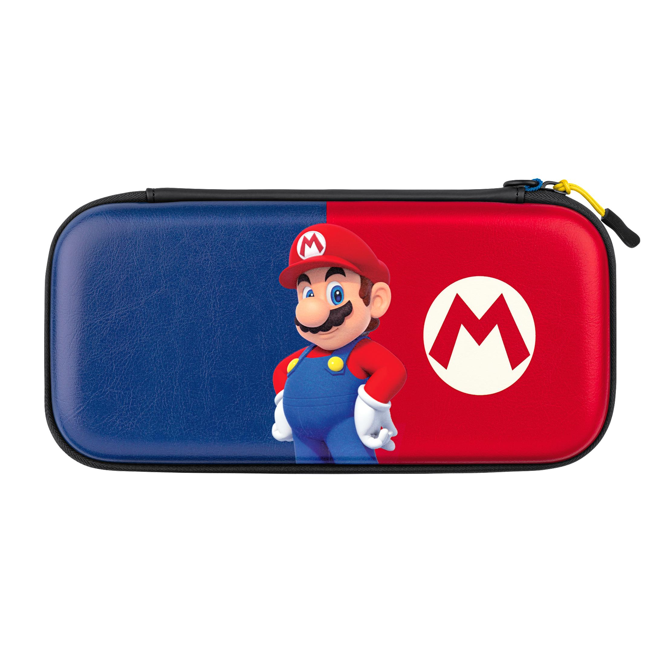 Etui transportowe z motywem Mario dla Nintendo Switch. Kolory niebieski i czerwony.