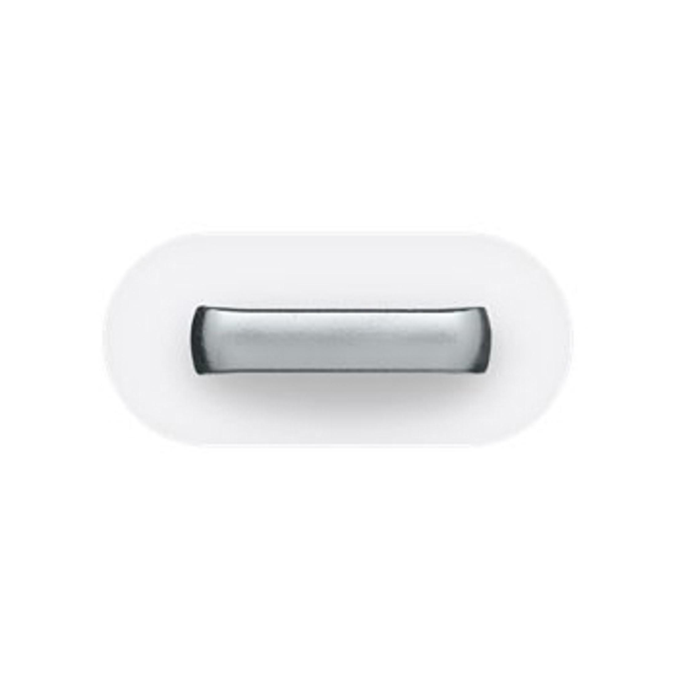 Porta USB-C rettangolare bianca. Centro argentato, sfondo bianco.