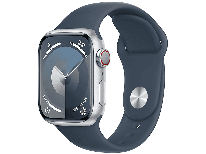 APPLE Watch Series 9 Smartwatch Aluminium Fluorelastomer, 150 - 200 mm, Silber