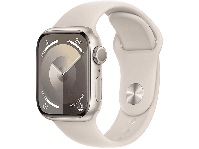 APPLE S9 41 ALU GPS STAR (STAR+SPORT BAND+S) Smartwatch Aluminium Fluorelastomer, 130 - 180 mm, Polarstern