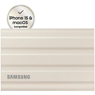 Disco Duro SSD Externo 2TB 2 TB - SAMSUNG T7 Shield, 2,5 ", SSD, Beige