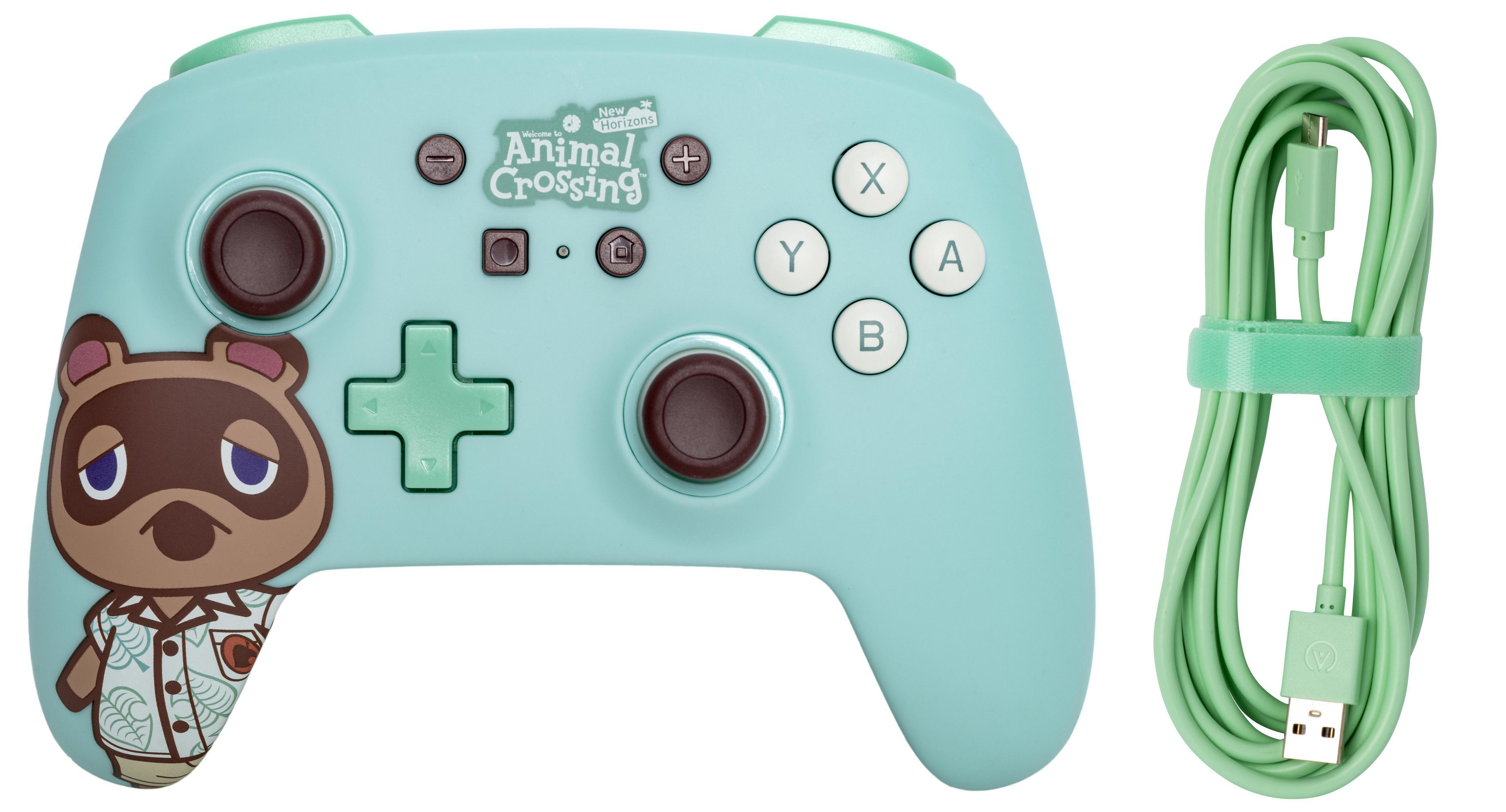 Kontroler w tematyce Animal Crossing, kolor aqua, z pasującym kablem USB.