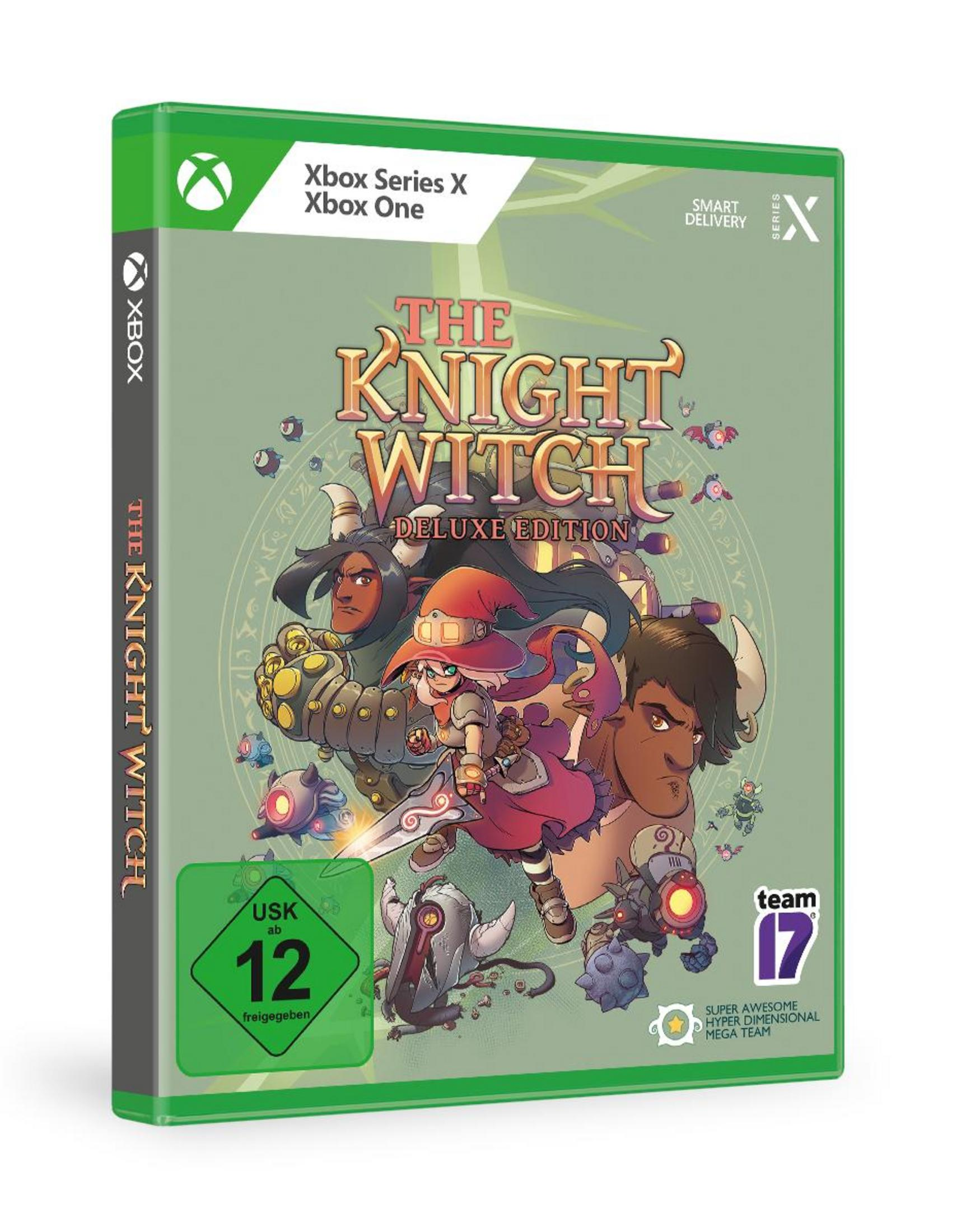 Eine Spielbox mit dem Titel Knight Witch, eine Cartoon-Illustration.
