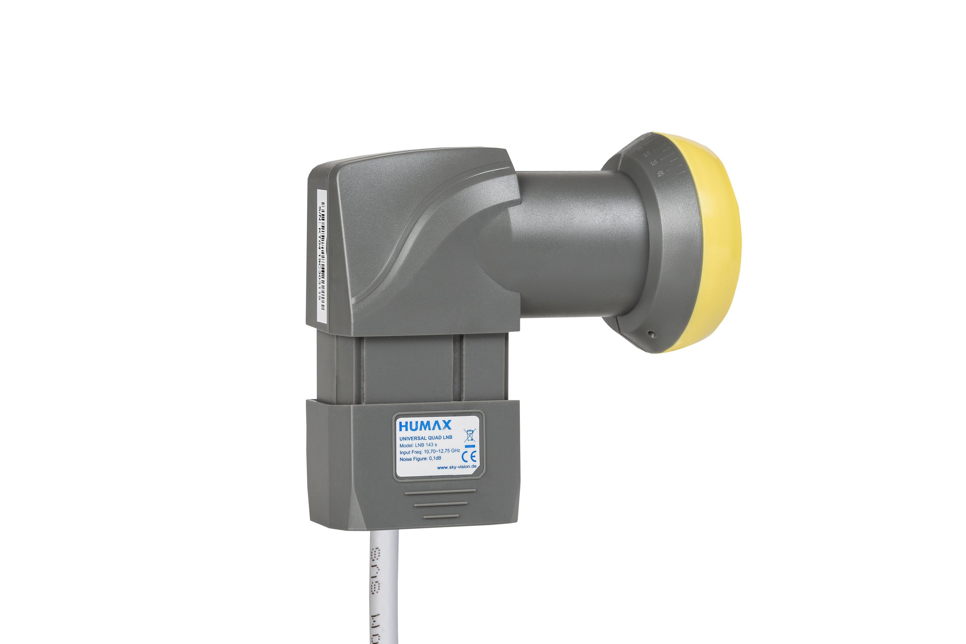 Szary Humax LNB. Białe tło.
