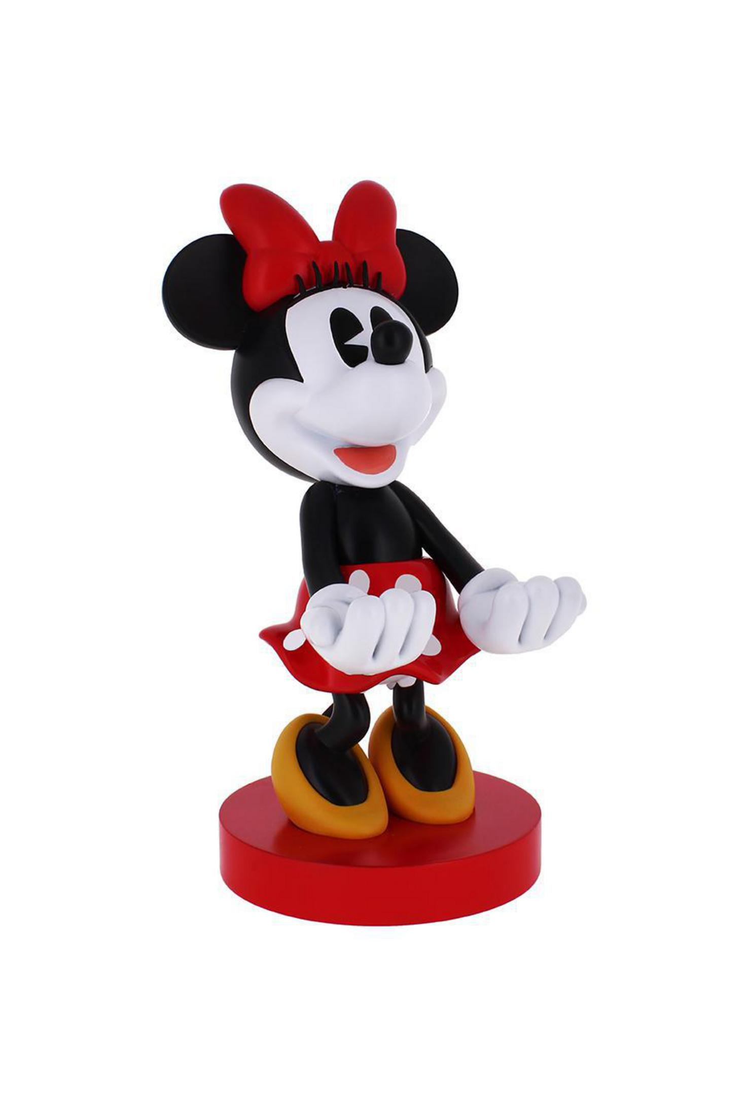 Statuina di Minnie Mouse con gonna e fiocco rossi, guanti bianchi, corpo nero e base rossa.