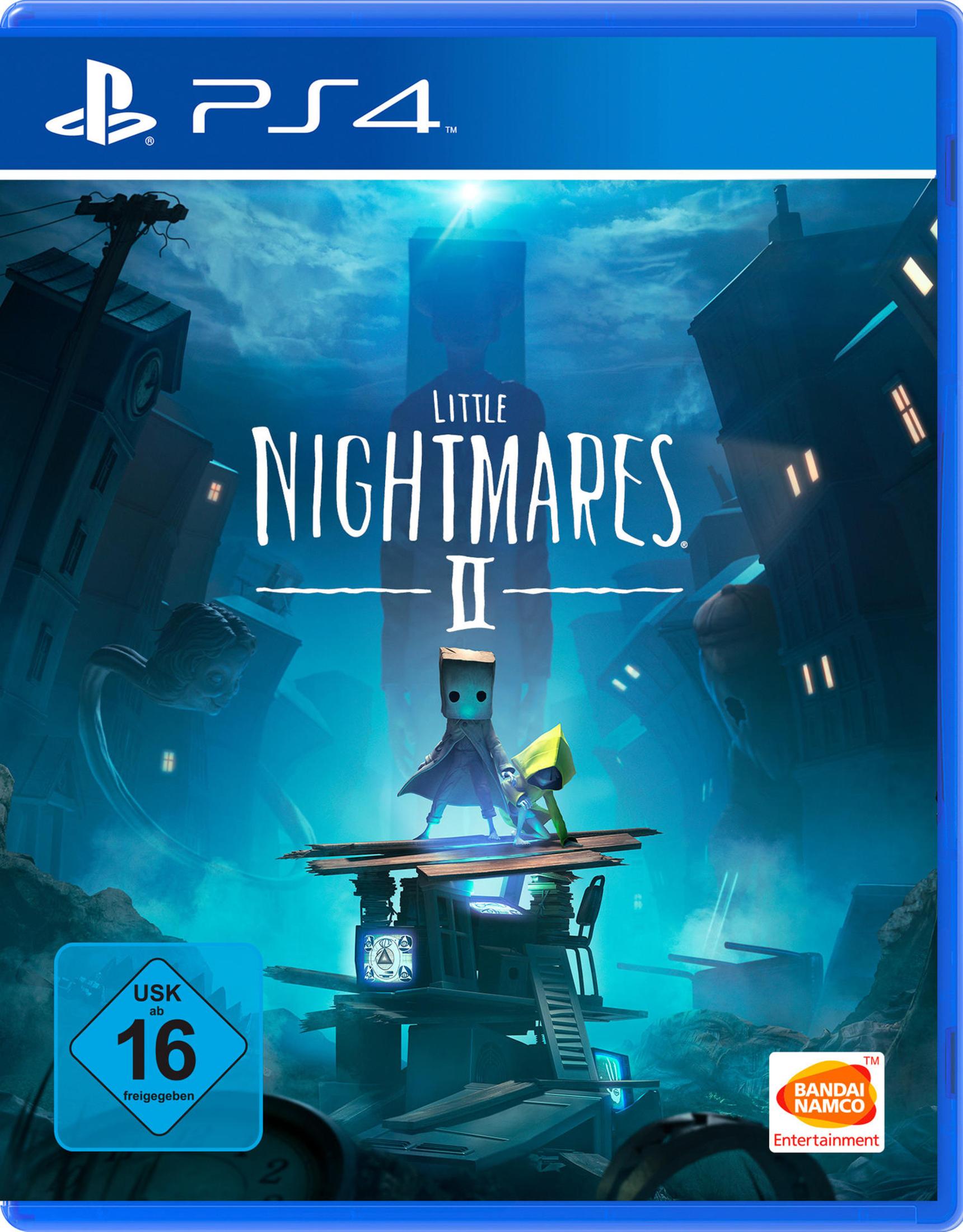 PS4-Spielcover: Little Nightmares II. Zeigt ein Kind im gelben Regenmantel und eine dunkle Umgebung.