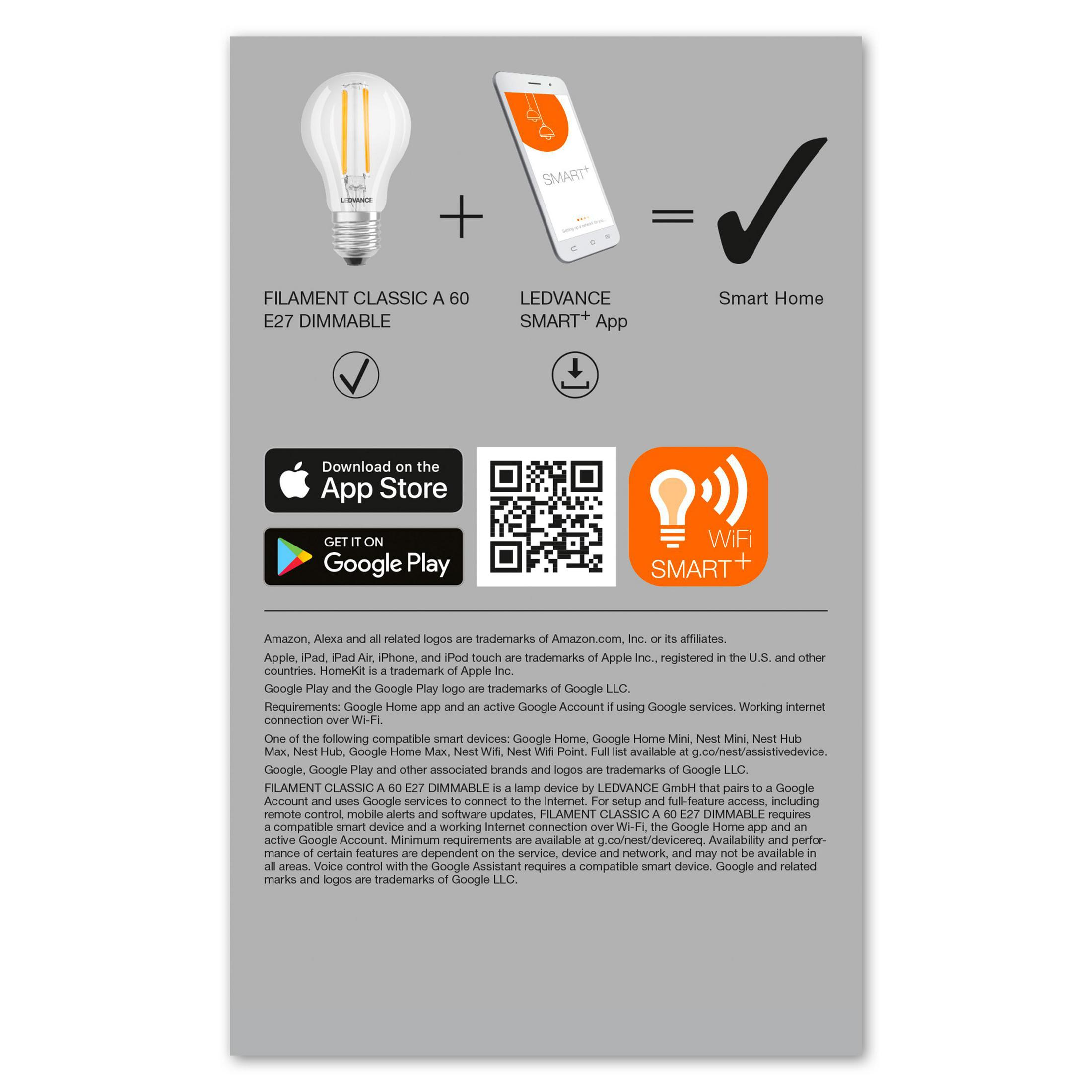 Ein Diagramm einer Glühbirne, eines Smartphones, eines Häkchens und den Worten 'Smart Home'.