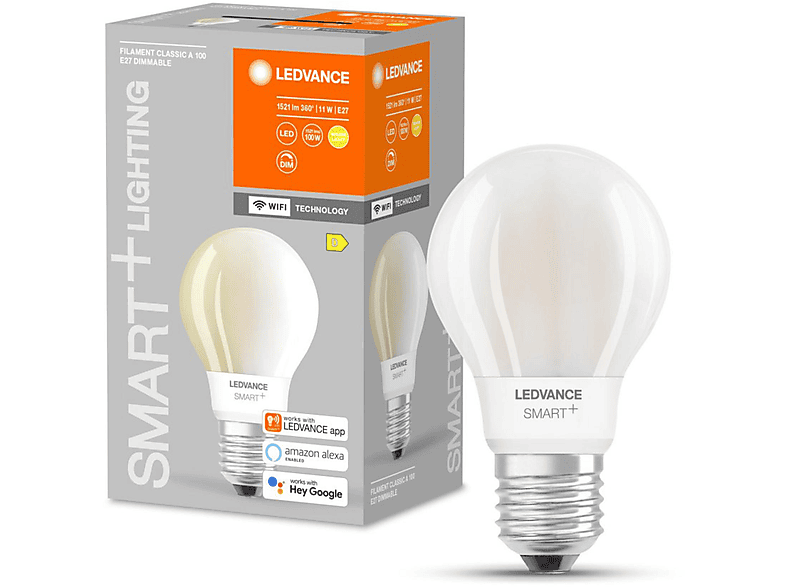 LEDVANCE 4058075609730 SMA+WIFI 100/11W E27 LED Lampe E27 Warmweiß 1521 ...