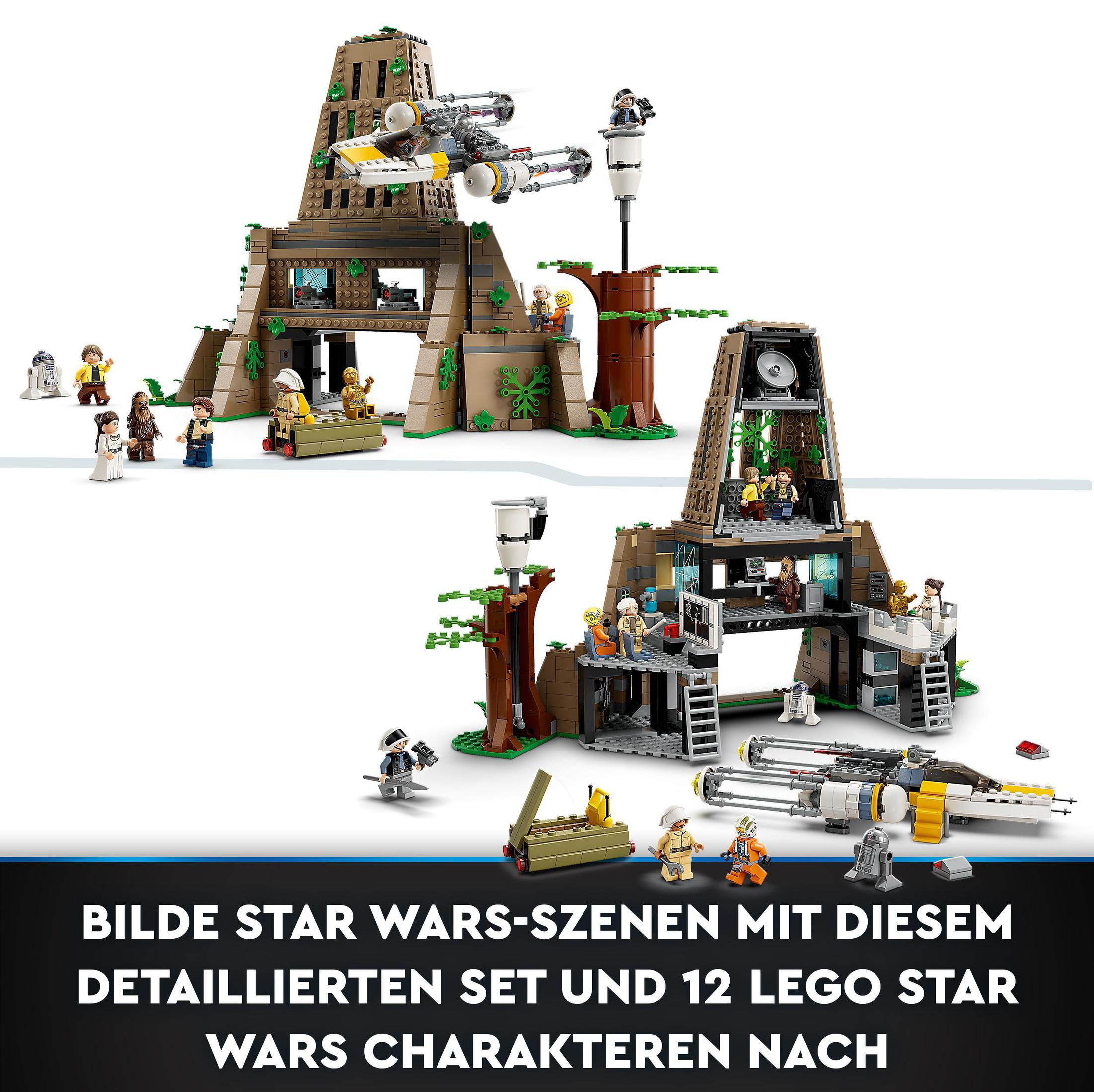 Zestaw Lego Star Wars. Dwie konstrukcje, figurki i statki kosmiczne. Tekst: Buduj sceny Star Wars.