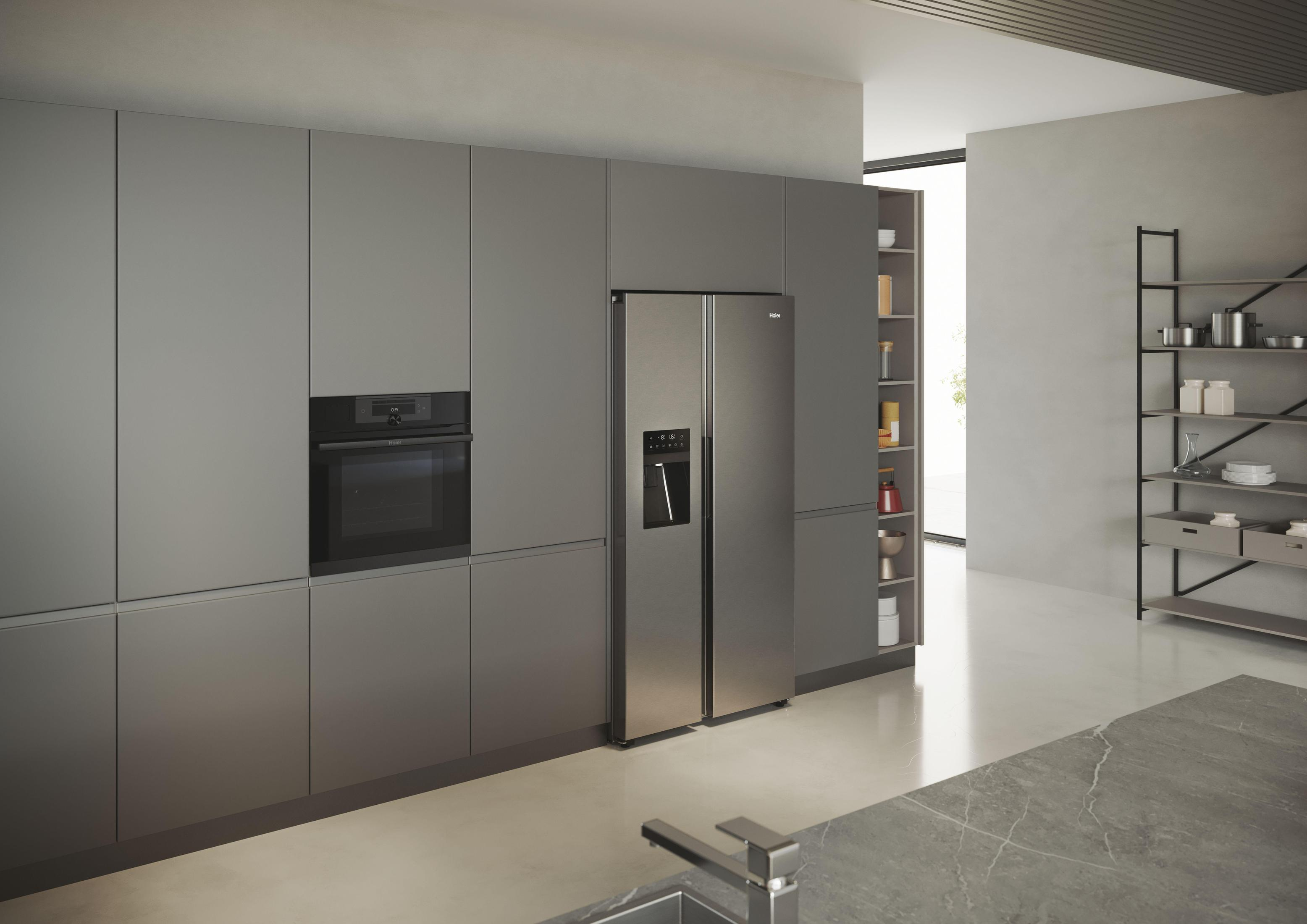 Frigorífico americano - HAIER HSR5918DIMP, No Frost, Inverter Total No Frost, Altura 1775 mm, Capacidad 511 l, Inox