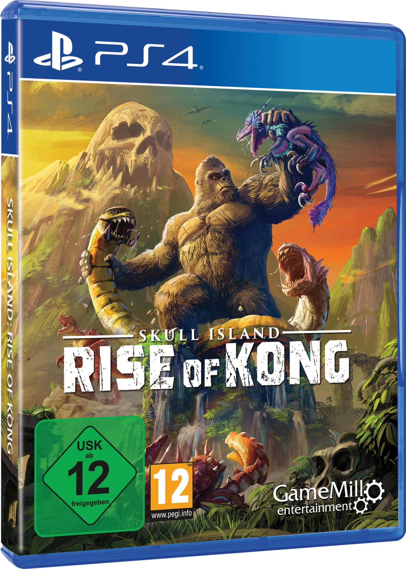 PS4-Spielbox für 'Skull Island: Rise of Kong'. Mit einem großen Gorilla-Bild.
