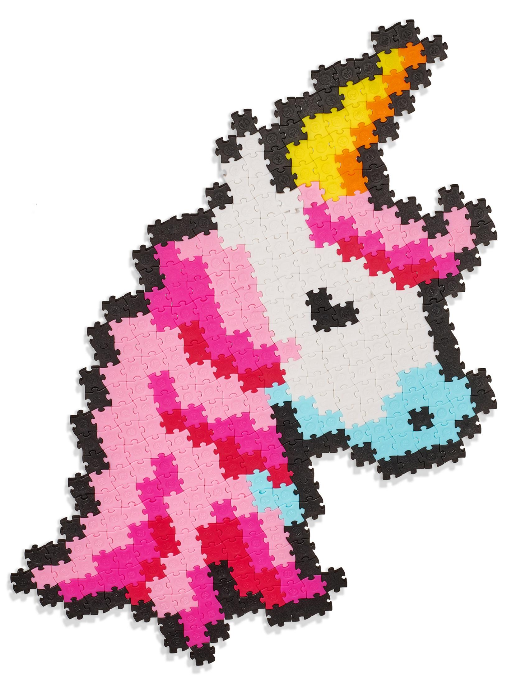 Puzzle jednorożca z puzzli, kolorowe i w kształcie jednorożca.