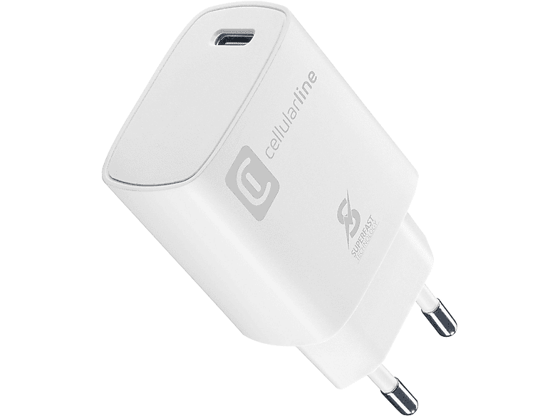 CELLULARLINE ACHSMUSBCPD25WSMLW USB-C LADEGERÄT 25W KLEIN WEISS Schnellladegerät Samsung, 240 Volt, Weiß