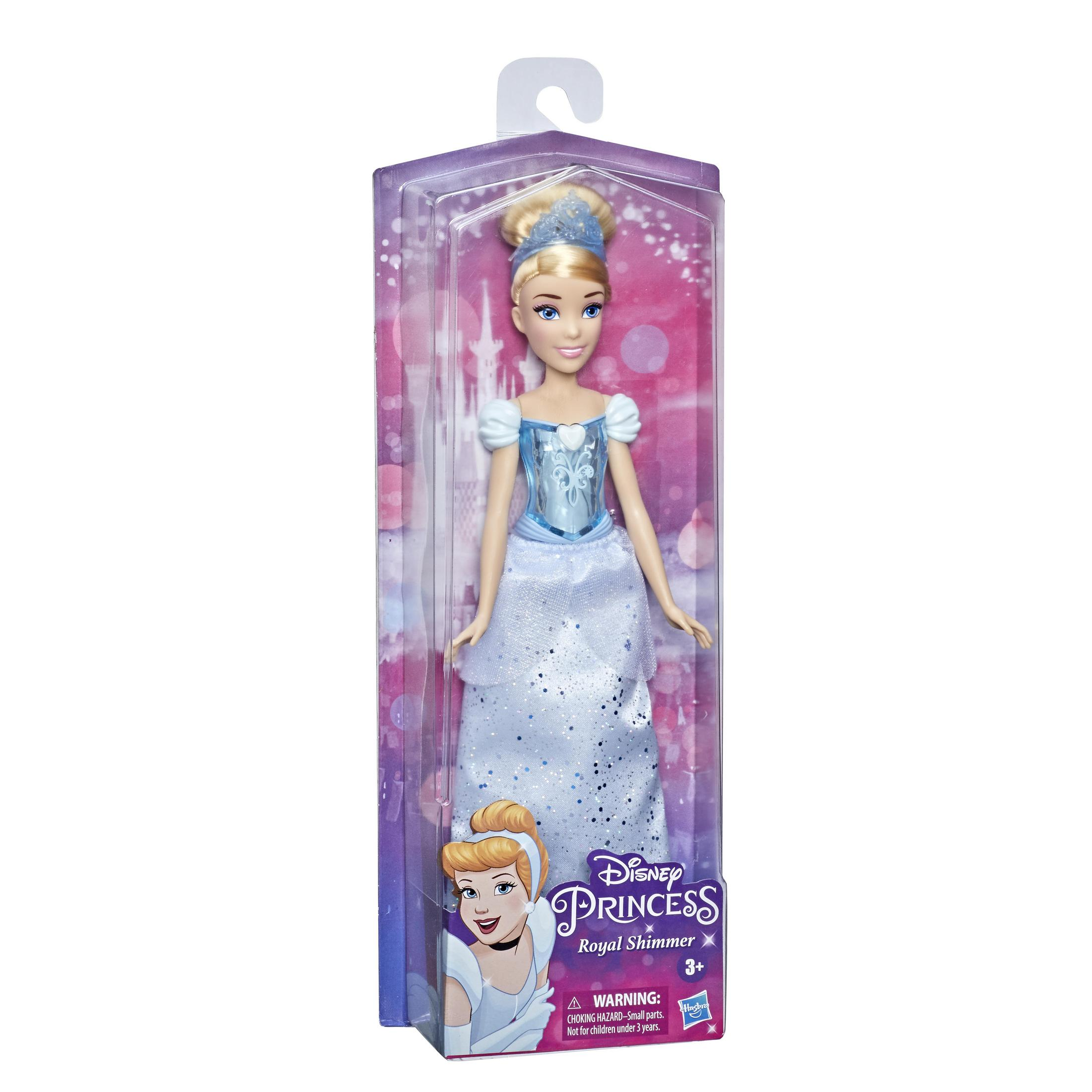 Muñeca Cenicienta en caja. Cabello rubio, vestido azul. La muñeca Disney Princess Royal Shimmer.