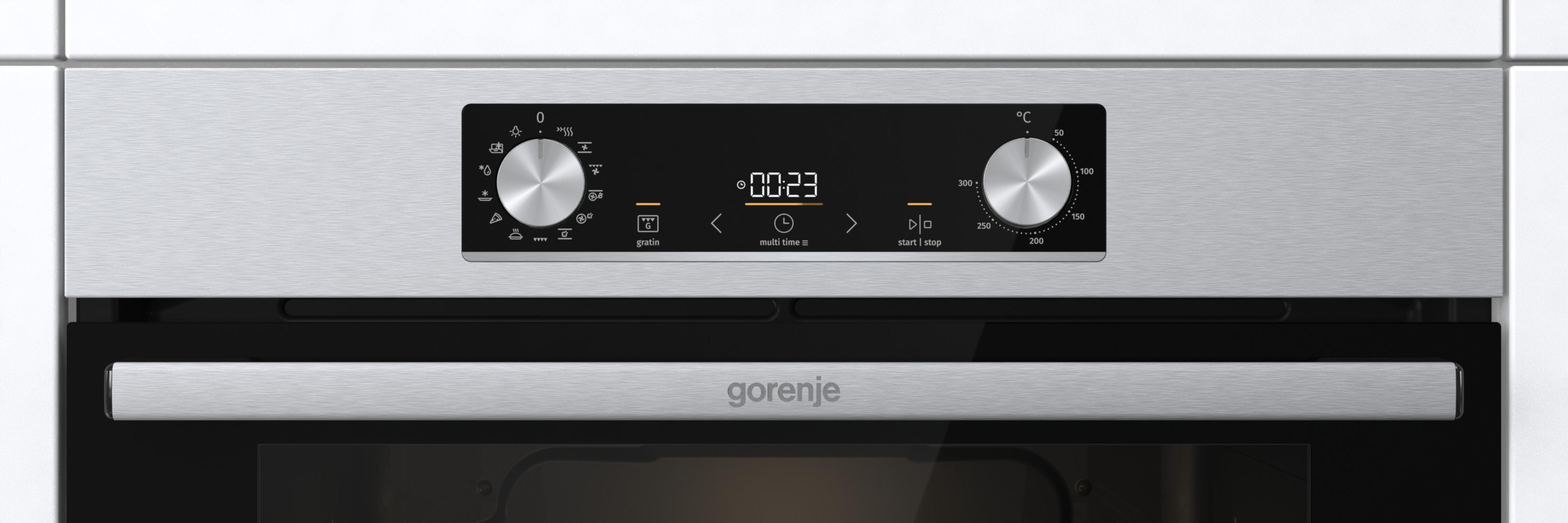 GORENJE Steel Steam Set, Einbaubackofenset (HiLight-Kochfeld, A, 77 l)