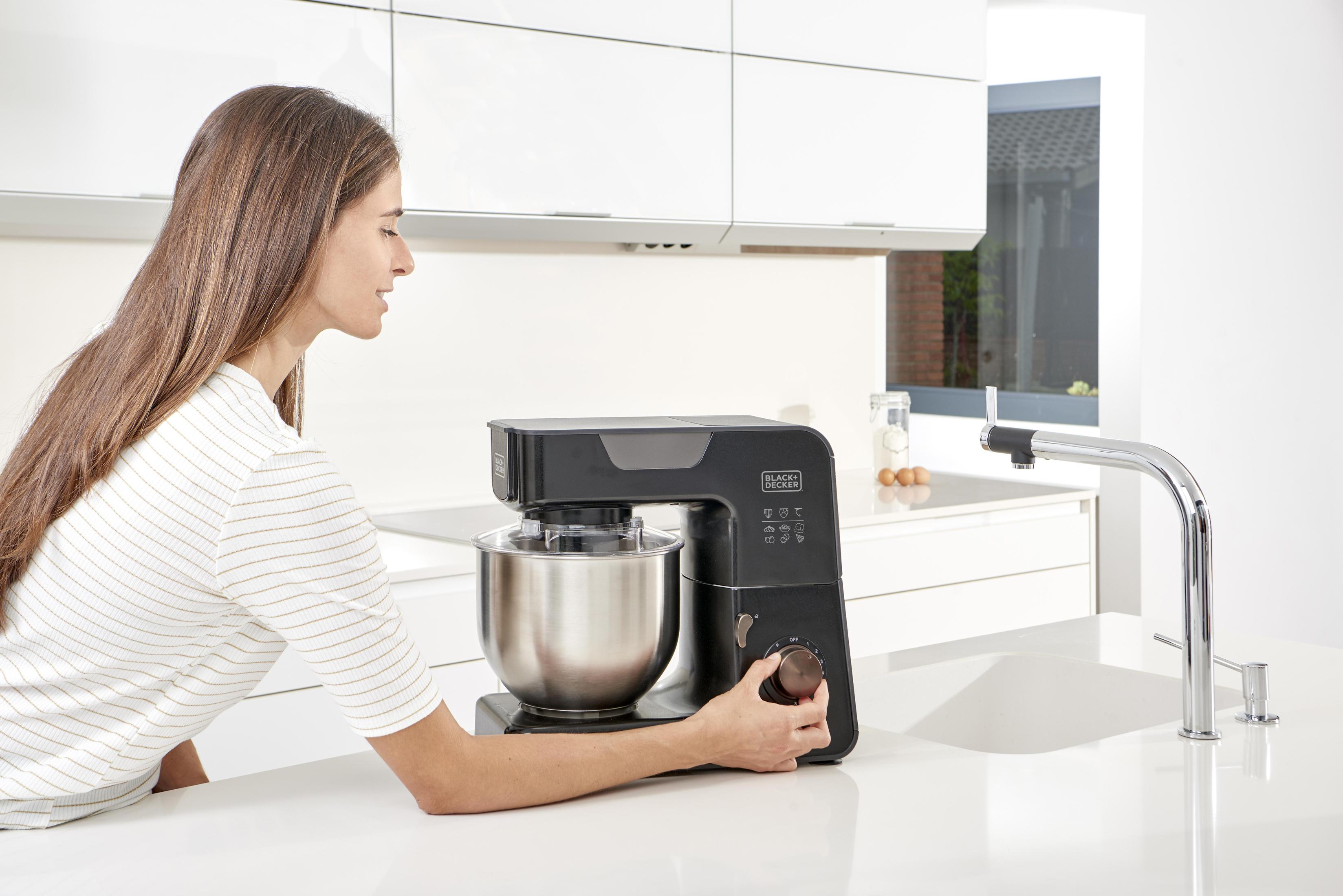 BLACK & DECKER BXKM1000E Küchenmaschine Schwarz (Rührschüsselkapazität: 5,2 l, 1000 Watt)
