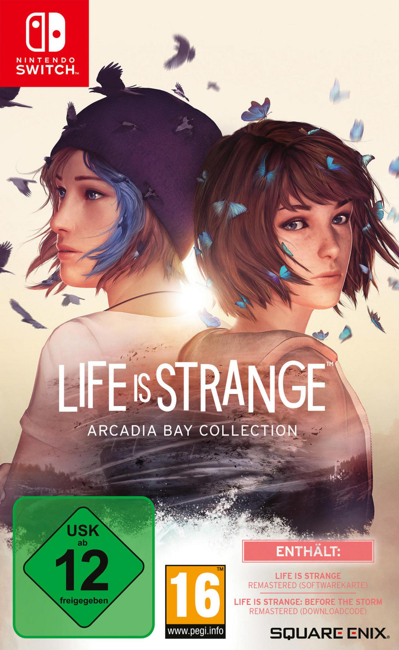 Copertina del gioco Life is Strange: Arcadia Bay Collection. Raffigura due ragazze con farfalle e testo.