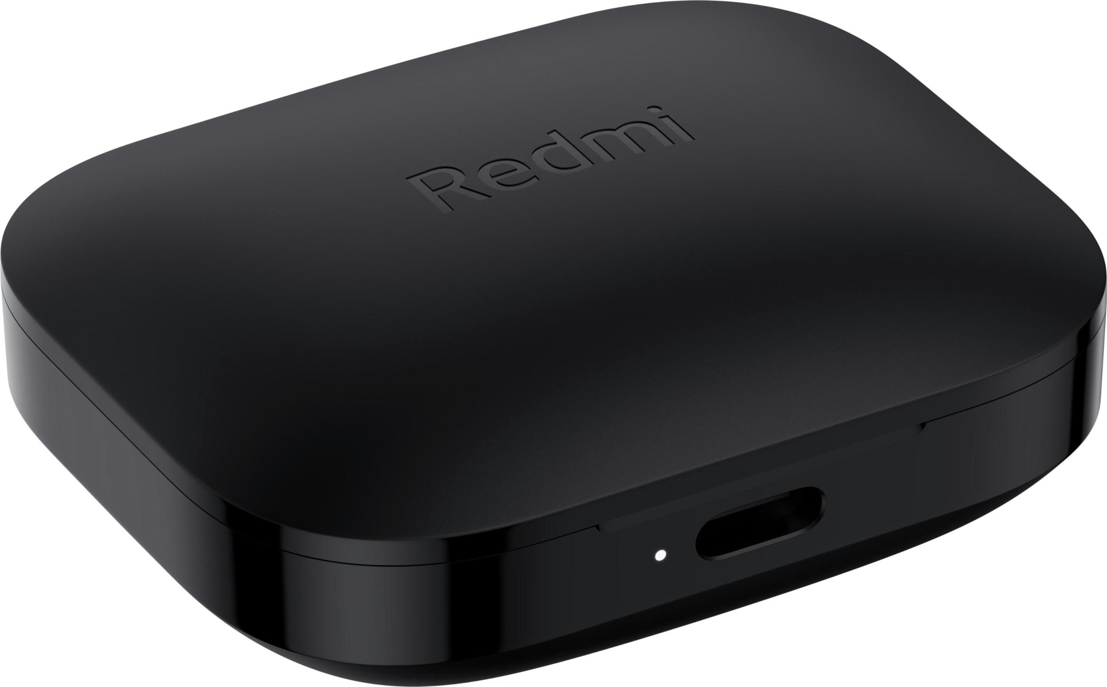 Una funda Redmi negra, de forma cuadrada, con una luz y el nombre de la marca arriba.