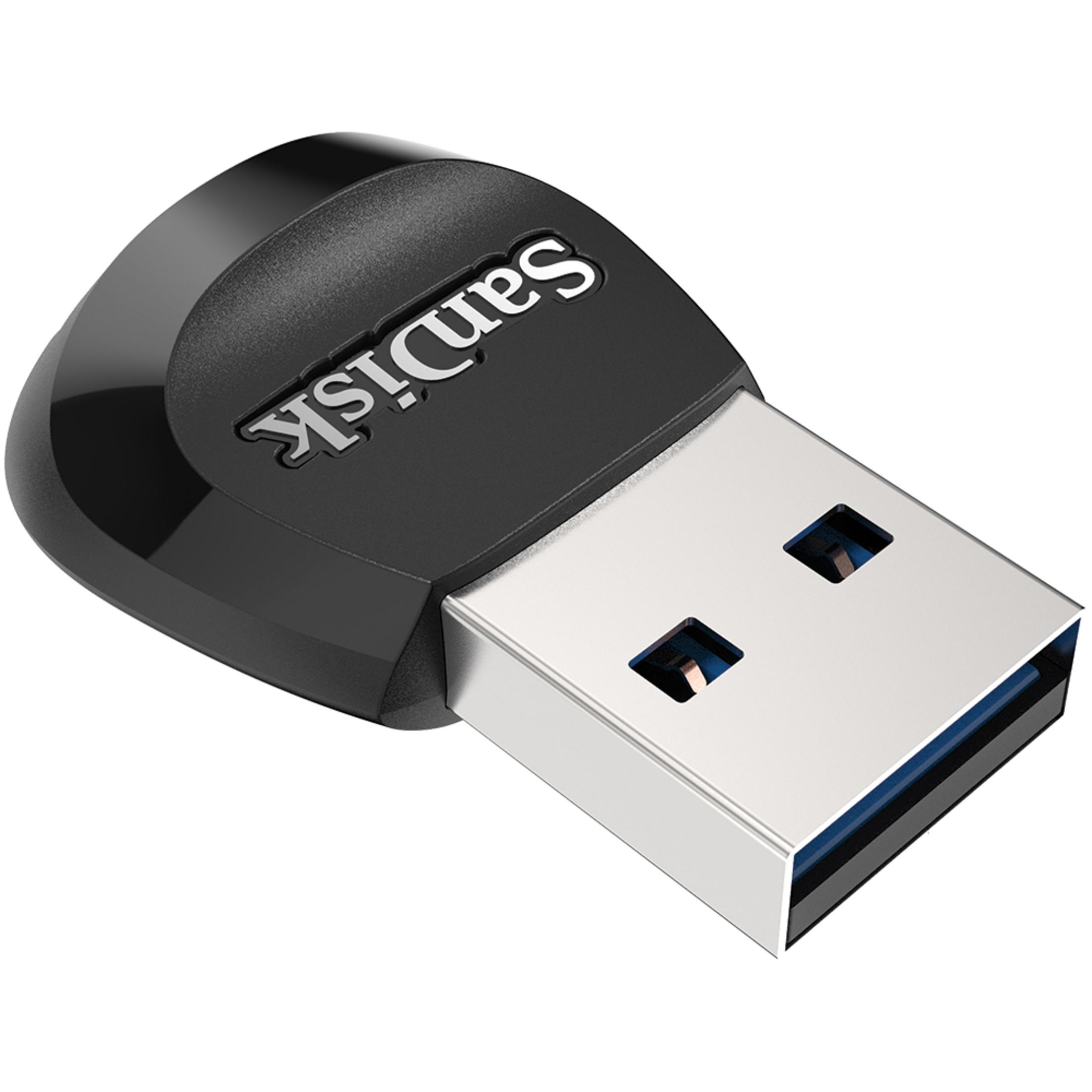 Ein schwarzer und silberner Sandisk USB-Stick. Der USB-Anschluss ist auf der rechten Seite sichtbar.